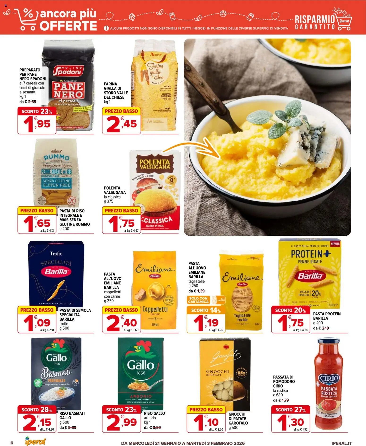 Volantino Iperal del 21.01.2026 | Pagina: 6 | Prodotti: Pomodoro, Farina, Pasta, Penne