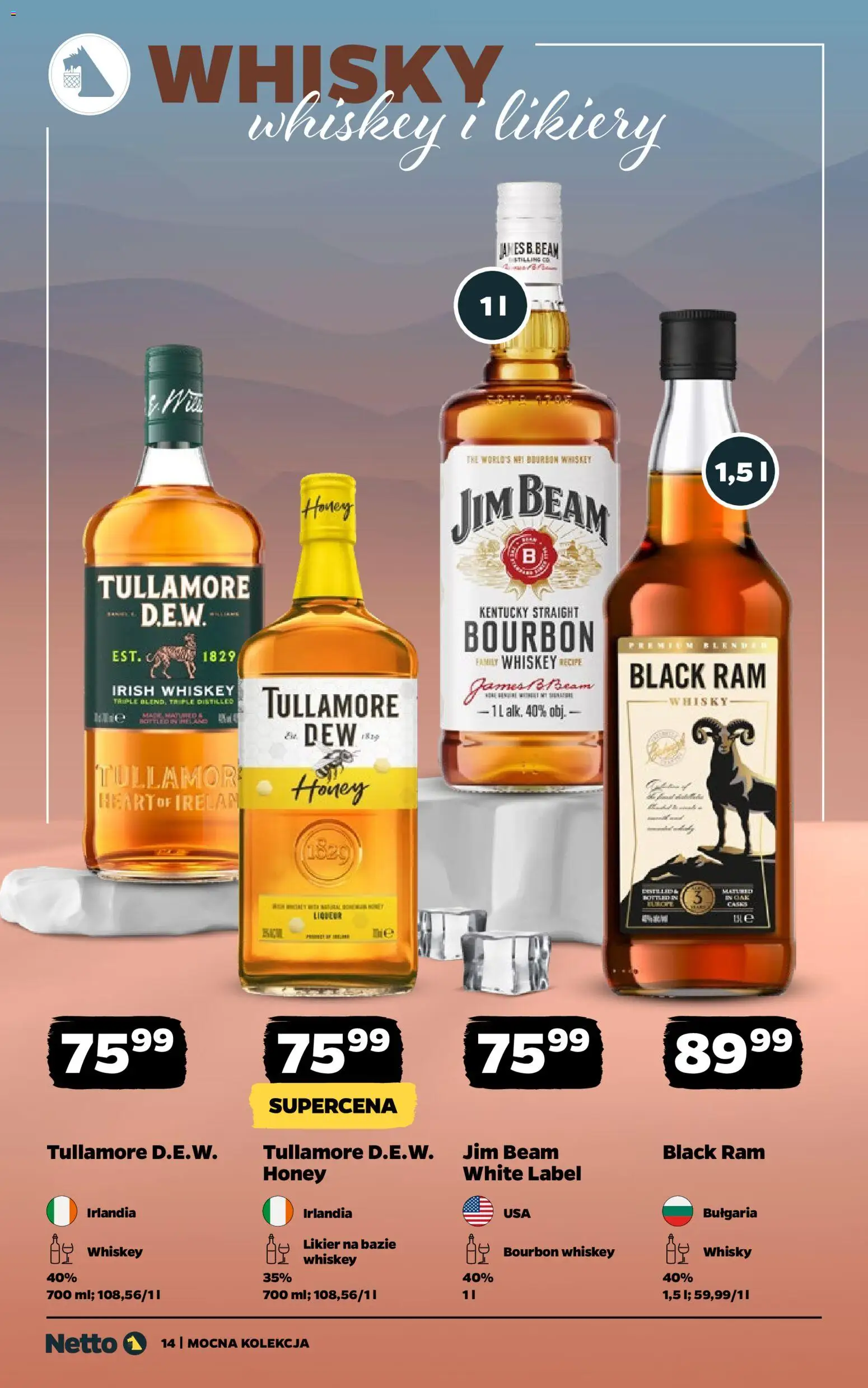 Netto gazetka - Alkohole mocne od 05.01.2026 | Strona: 14 | Produkty: Black ram, Bourbon, Jim Beam, Whisky