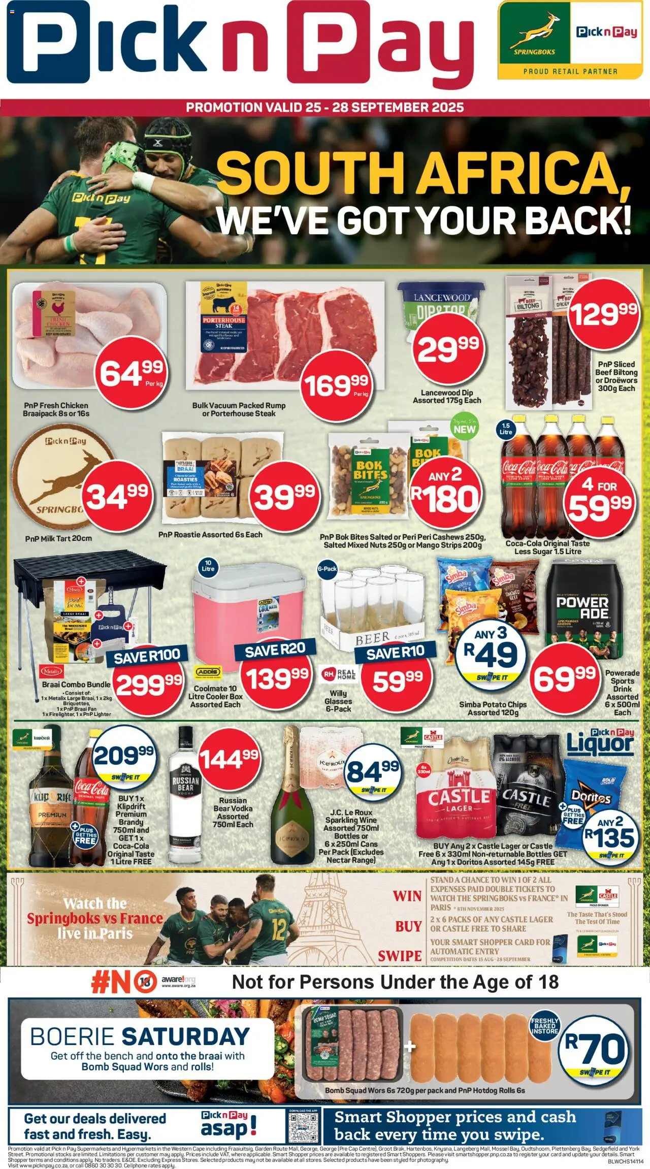 New Pick n Pay catalogue – valid from 25.09.2025 | Page: 1 | Products: Chicken, Beef, Vodka, Sugar