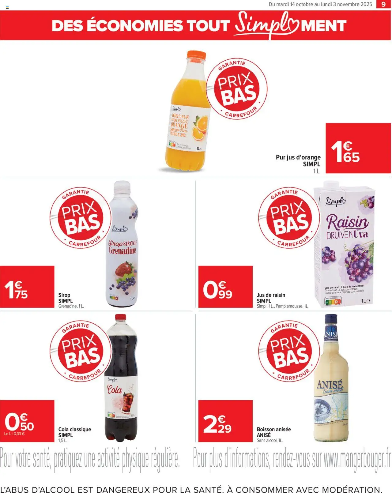 {H1} | Page: 9 | Produits: Alcool, Jus d'orange, Base, Jus