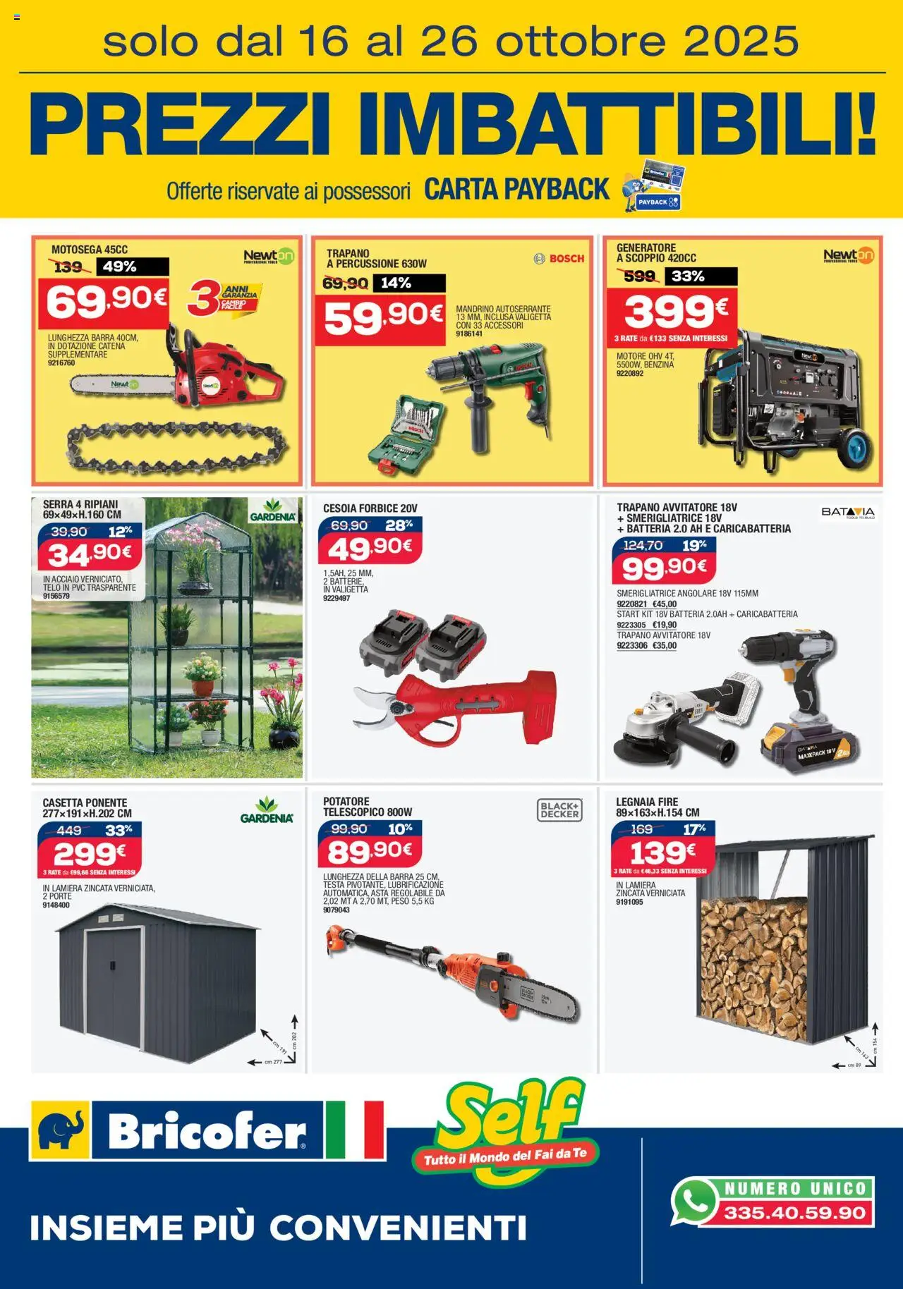 Volantino Bricofer del 16.10.2025 | Pagina: 1 | Prodotti: Avvitatore, Trapano, Smerigliatrice, Valigetta