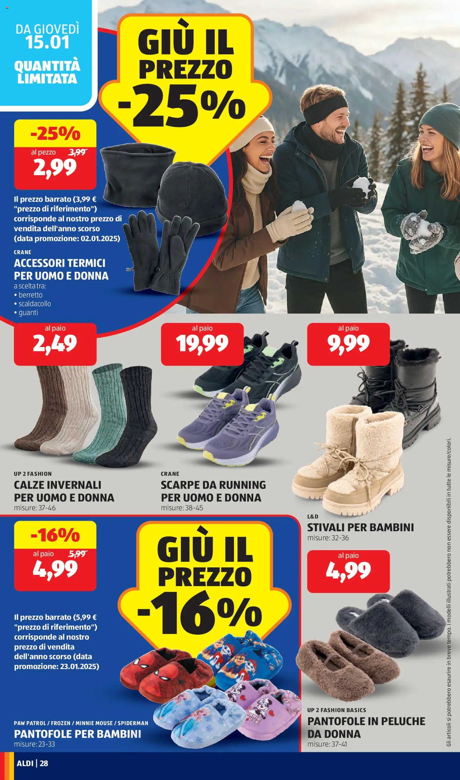 Volantino Aldi del 12.01.2026 | Pagina: 28 | Prodotti: Stivali, Pantofole, Guanti, Data