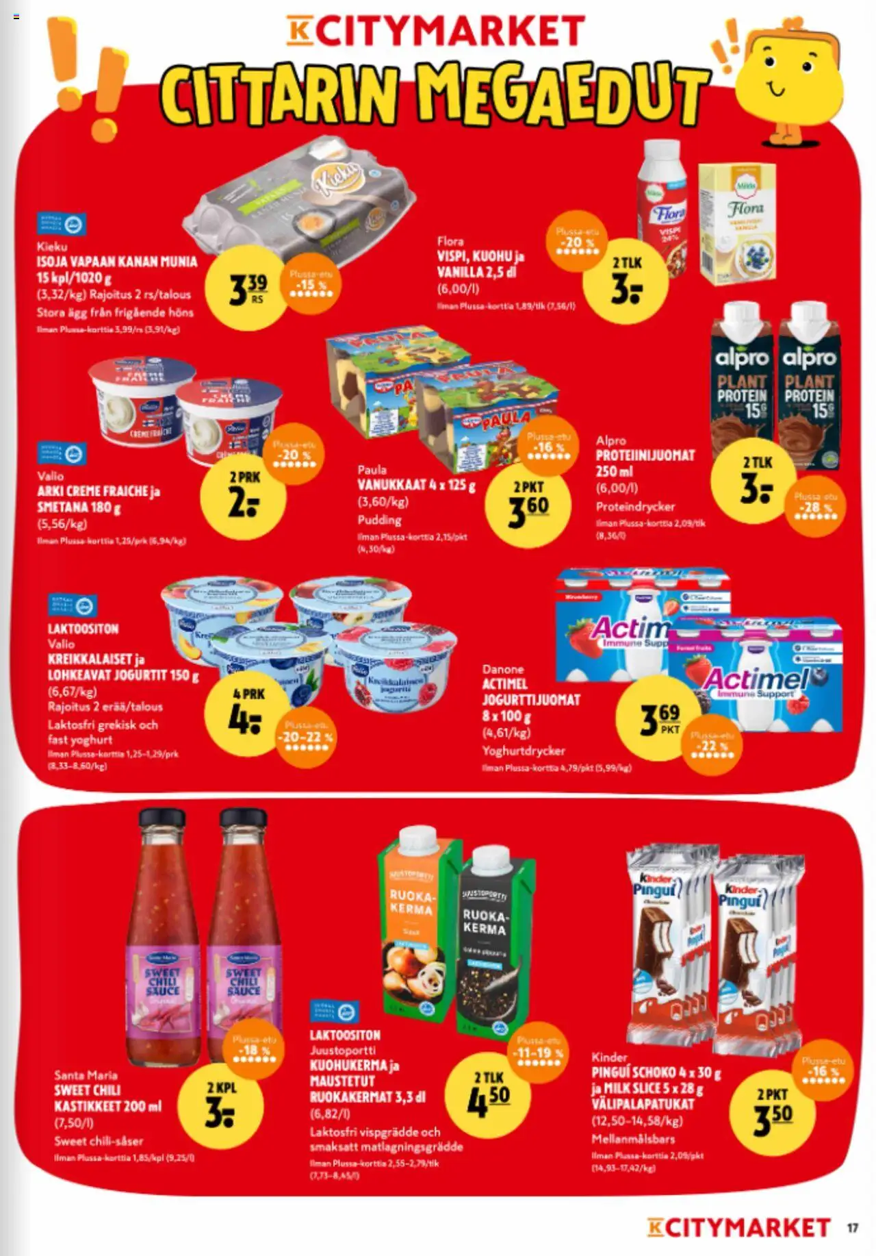 K-Citymarket tarjoukset – voimassa 11.09.2025 alkaen | Sivu: 17 | Tuotteet: Smetana, Chili, Kerma