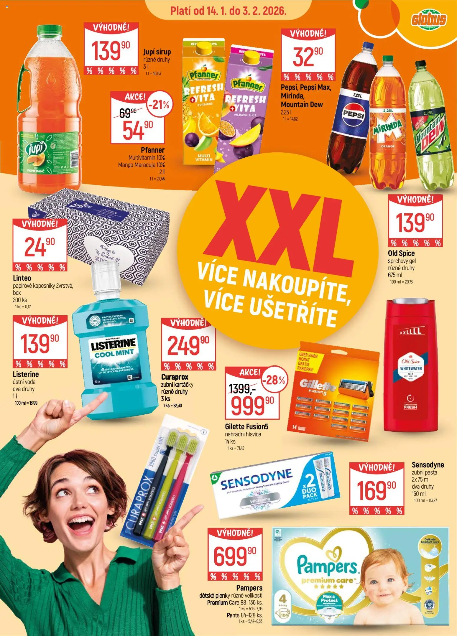 Globus leták - Ostrava od 14.01.2026 | Strana: 12 | Produkty: Maracuja, Listerine, Old Spice, Plenky