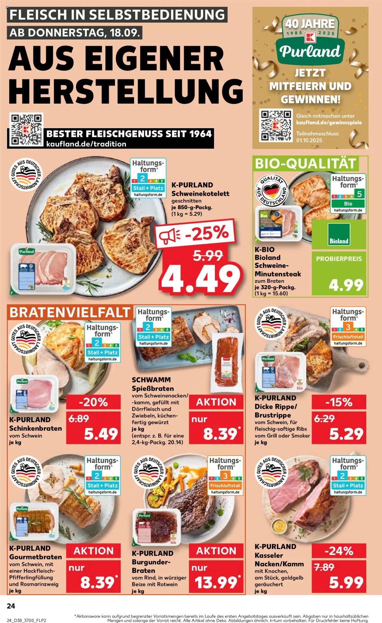 Kaufland prospekt Rostock	 – gültig ab 18.09.2025 | Seite: 24 | Produkte: Steak, Kuchen, Fleisch, Hackfleisch