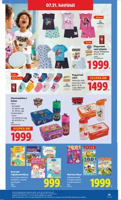 Lidl akciós ujság - amely érvényes a következő dátumtól: 17.07.2025 | Oldal: 53 | Termékek: Könyvek, Játékok, Kulacs, Zokni