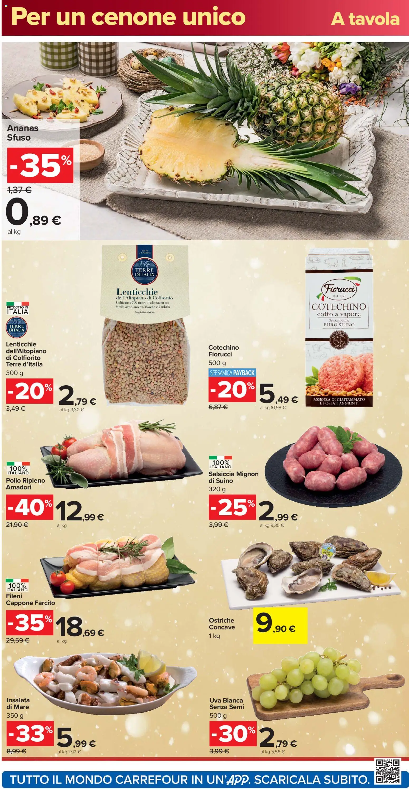 Volantino Carrefour del 16.12.2025 | Pagina: 18 | Prodotti: Lenticchie, Ananas, Uva, Cotechino