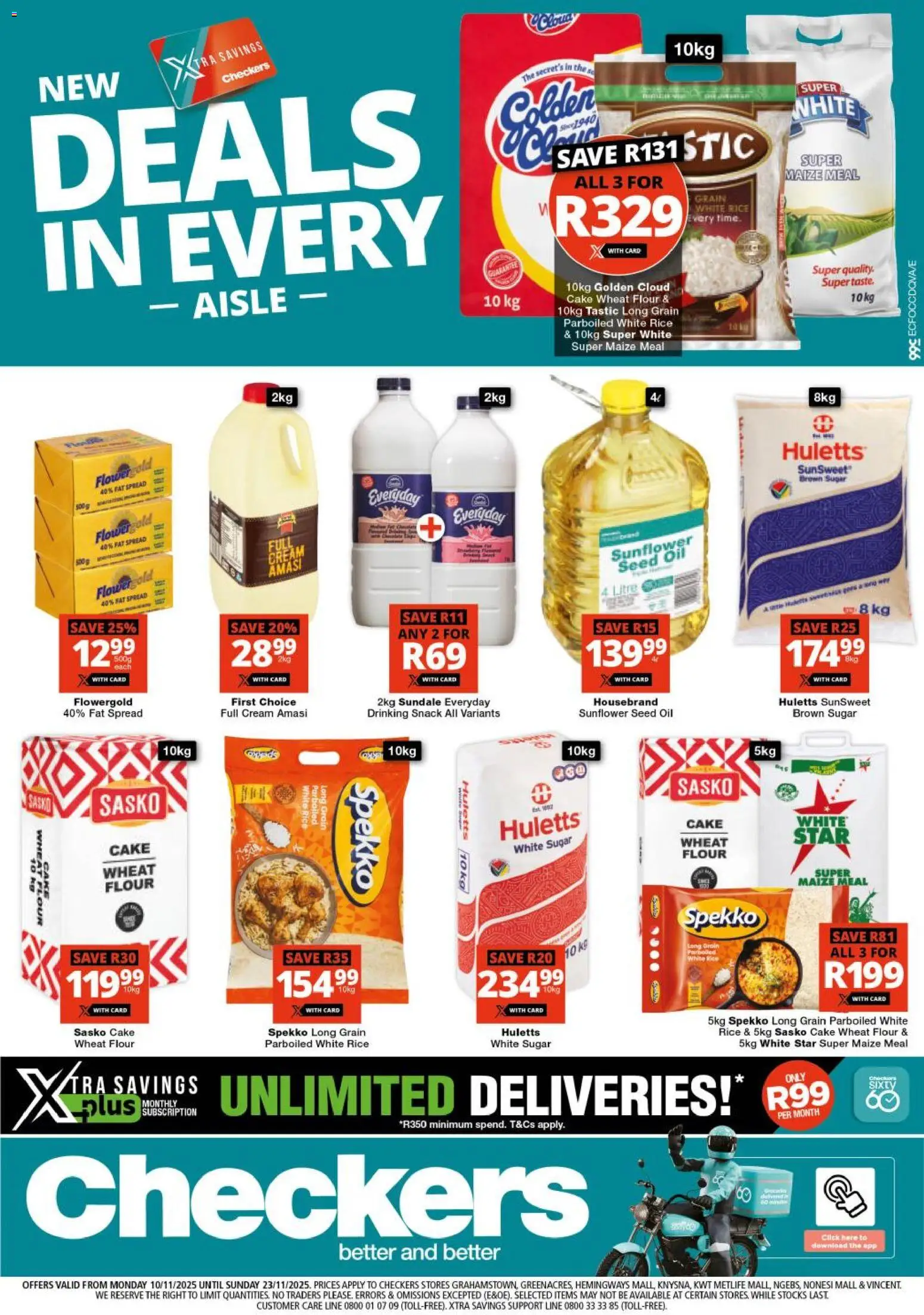 New Checkers catalogue – valid from 10.11.2025 | Page: 1 | Products: Maize meal, Oil, Rice, Sugar