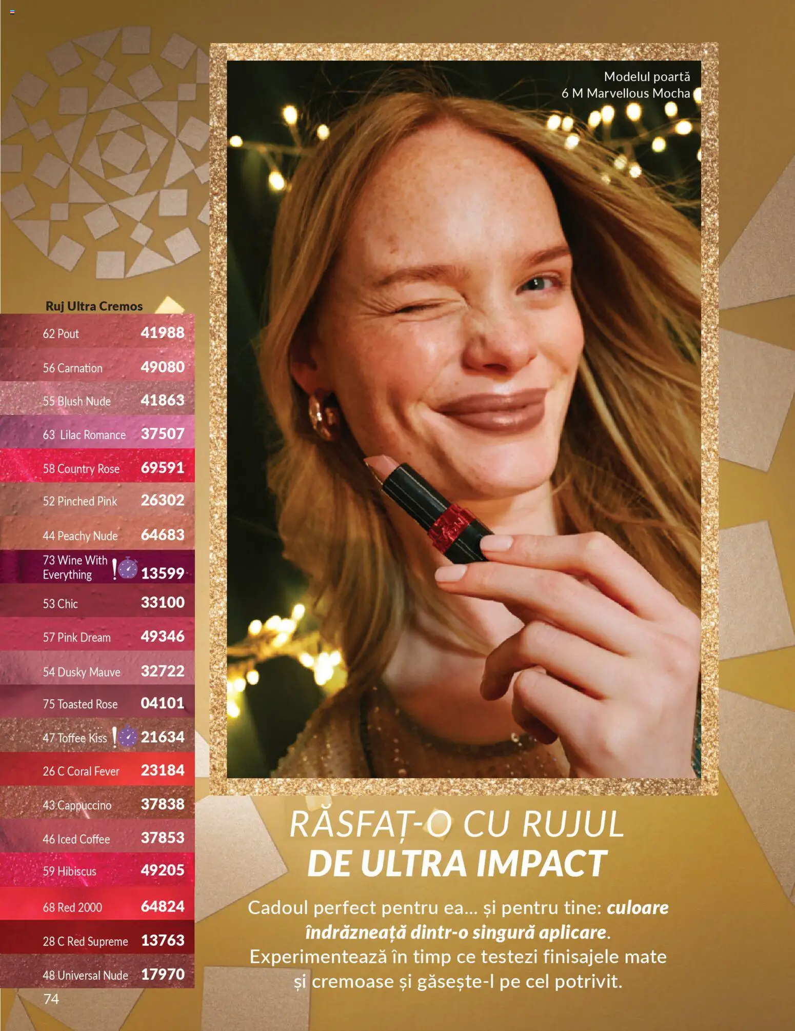 Noul catalog Avon – valabil de la 01.12.2025 | Pagină: 74 | Produse: Blush, Ruj, Peluş Köpek Yatağı