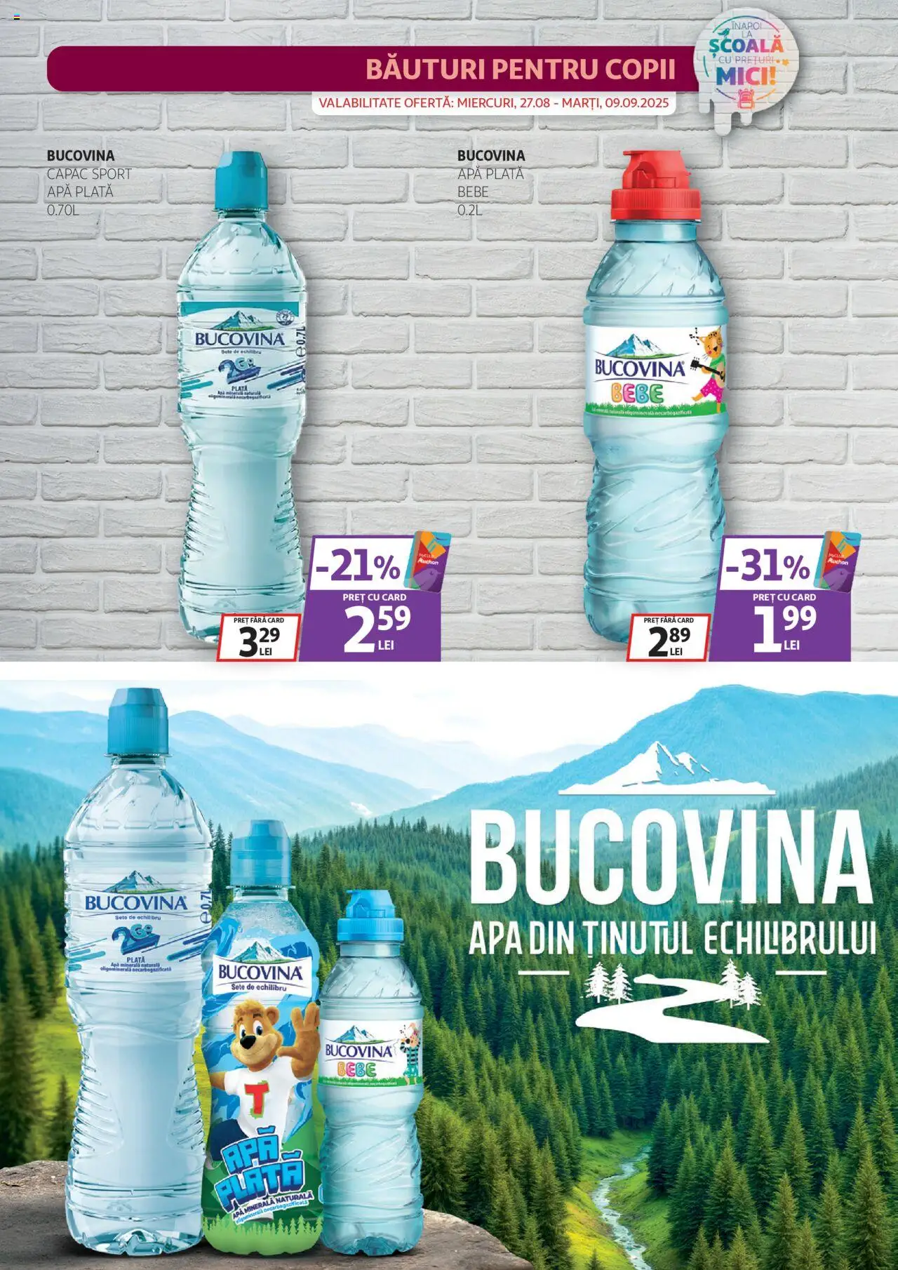 Catalog Auchan – valabil de la 27.08.2025 | Pagină: 23 | Produse: Mici, Apă