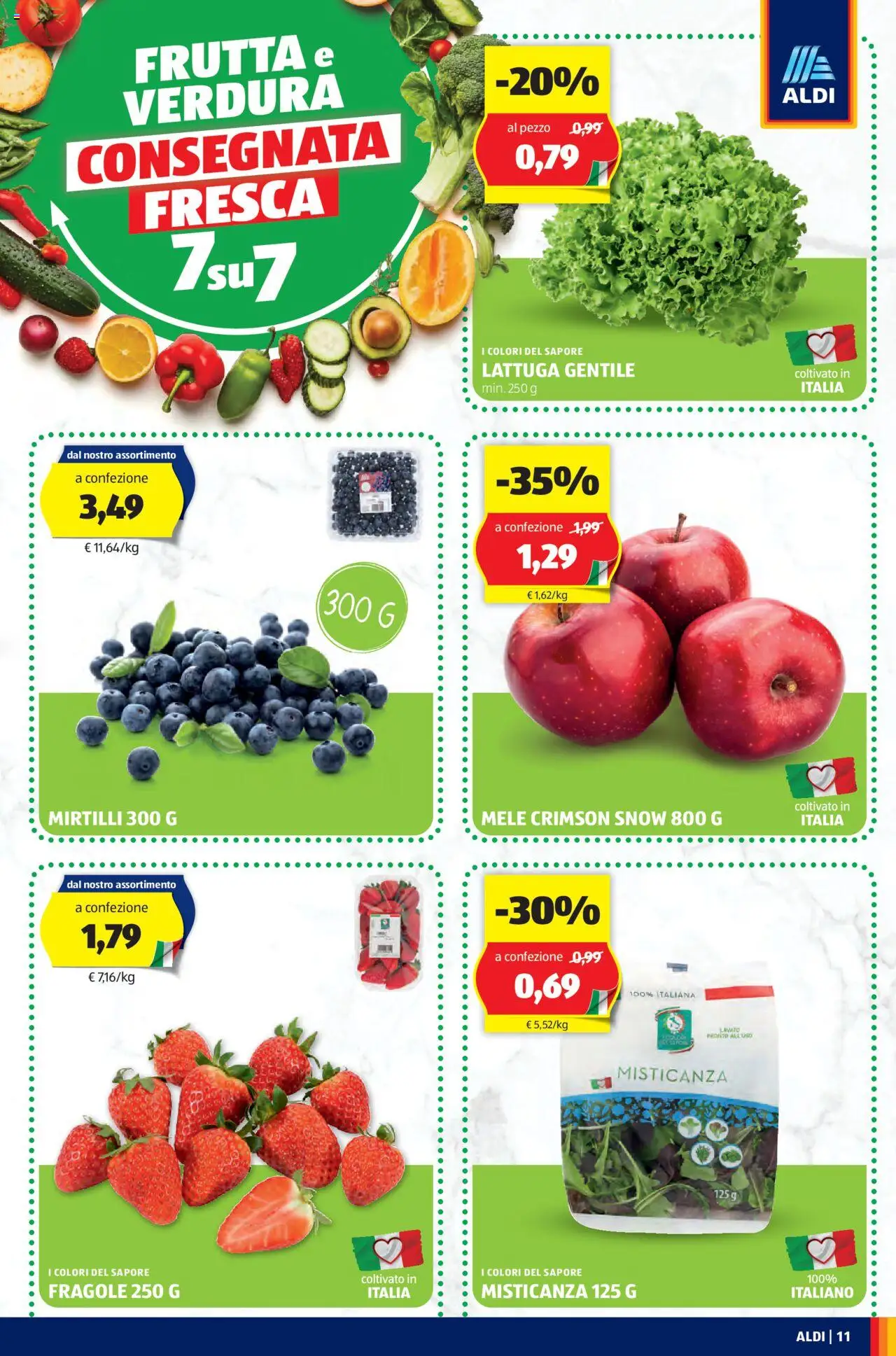 Volantino Aldi del 09.06.2025 | Pagina: 11 | Prodotti: Mele, Fragole, Mirtilli, Lattuga