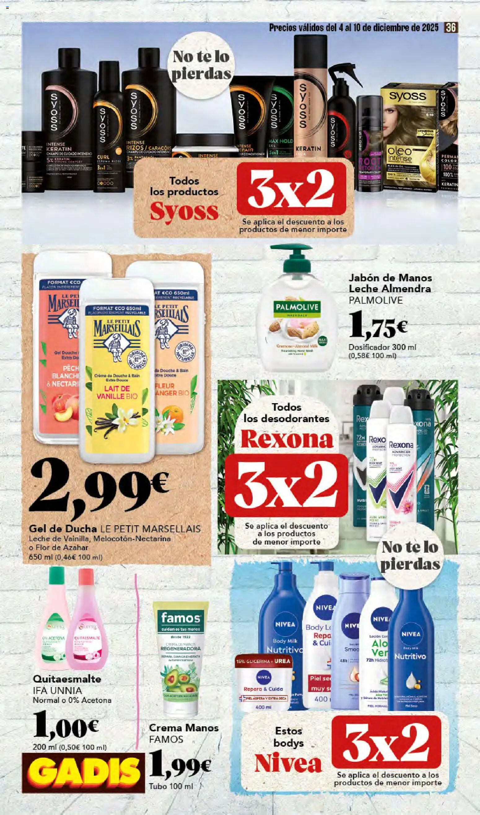 Gadis - folleto │ válido desde el 04.12.2025 | Página: 36 | Productos: Gel de ducha, Crema, Body, Néctar