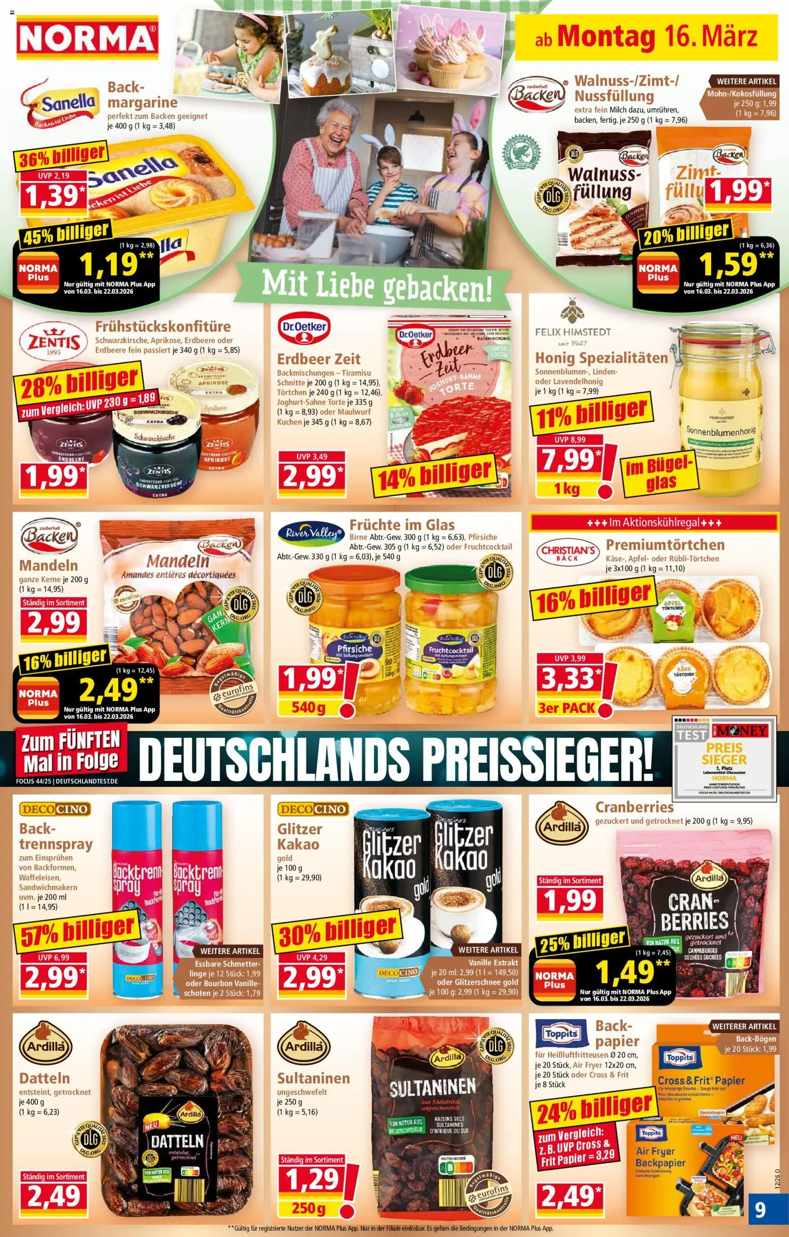 Norma Prospekt 	 – gültig ab 16.03.2026 | Seite: 9 | Produkte: Äpfel, Mandeln, Birne, Sanella