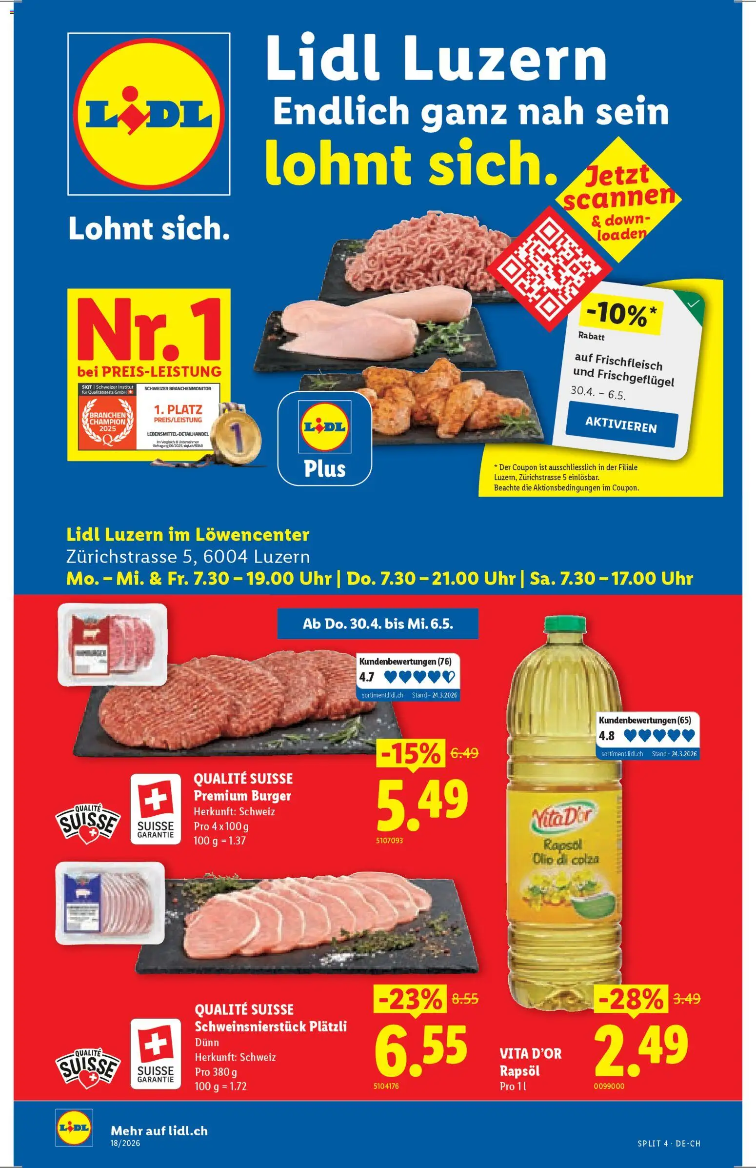 Lidl Aktionen Neueröffnung Luzern – gültig ab 30.04.2026 | Seite: 1