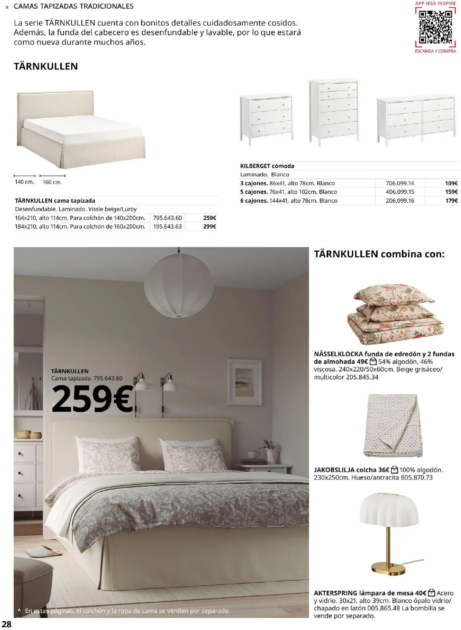 Catálogo IKEA Muebles para el dormitorio │ válido desde el 01.02.2026 | Página: 28 | Productos: Colchon, Bombilla, Cama, Almohada
