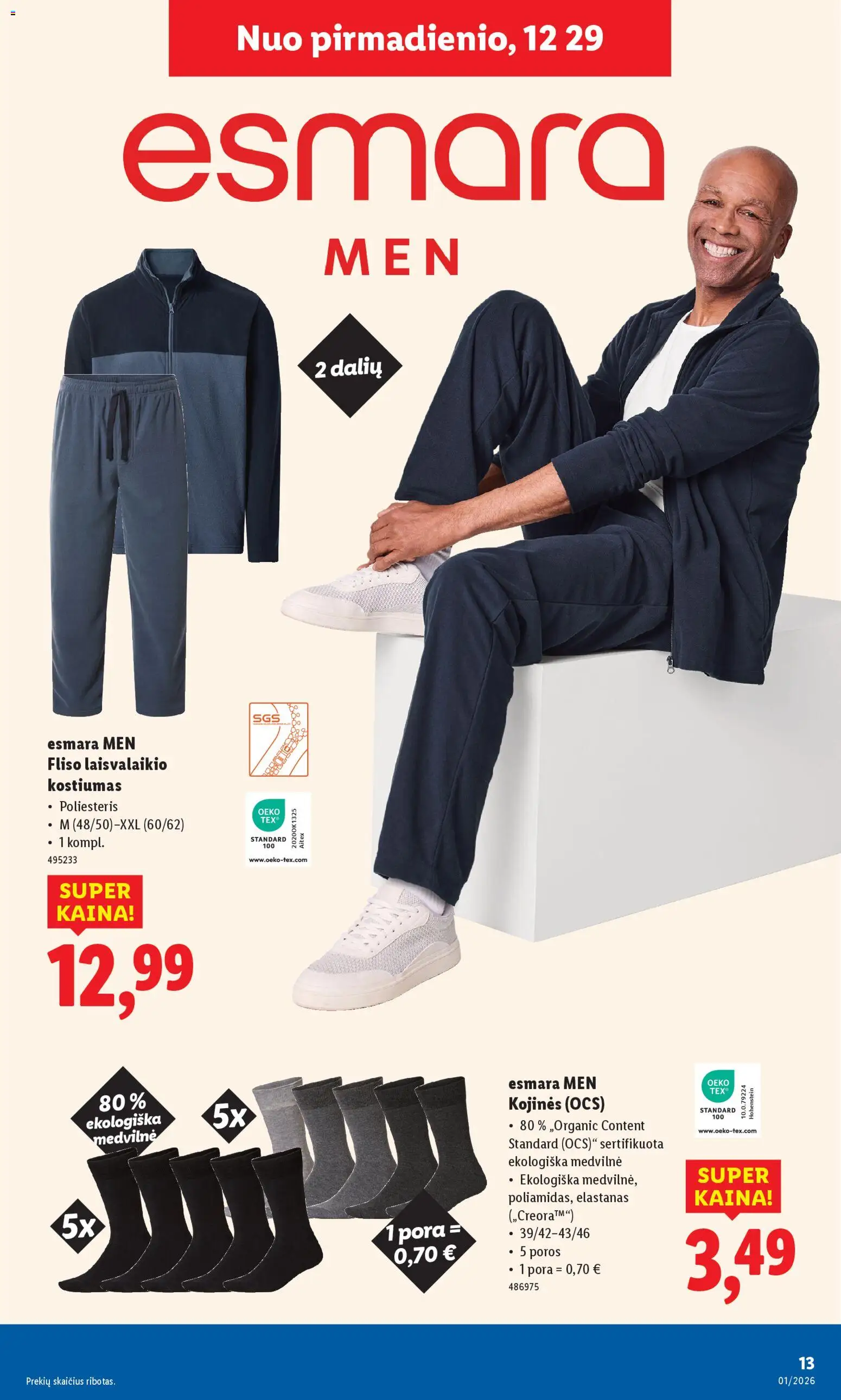 LIDL akcijos nuo 29.12.2025 | Puslapis: 13 | Prekių: Kojinės, Kostiumas