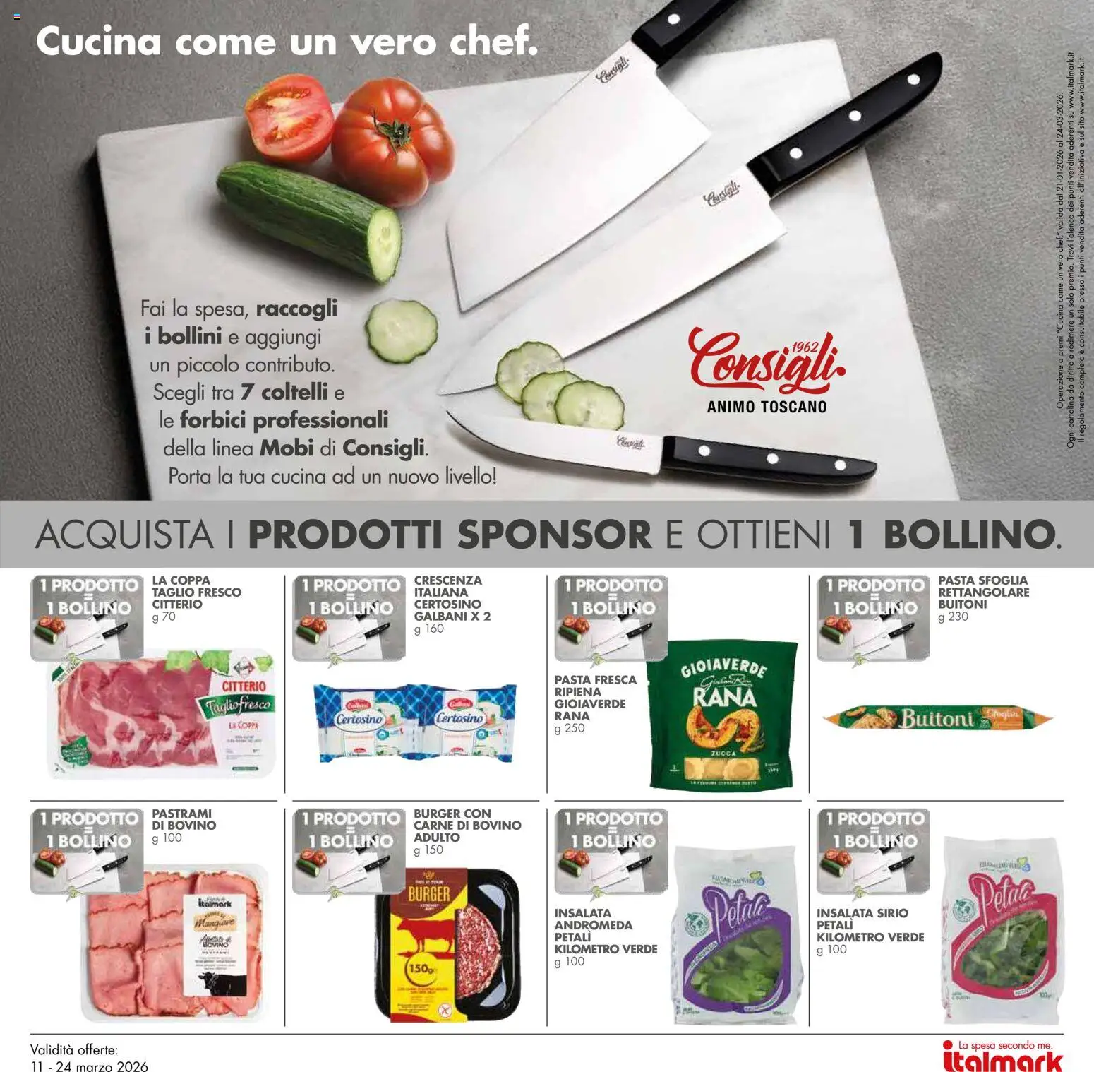Volantino Italmark del 11.03.2026 | Pagina: 22 | Prodotti: Bovino, Pasta sfoglia, Pasta, Crescenza