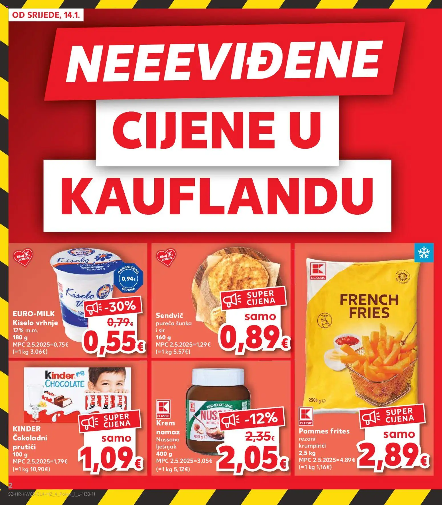 Kaufland katalog | vrijedi od 14.01.2026 | Stranica: 2 | Proizvodi: Pommes frites, Šunka, Lješnjak, Namaz