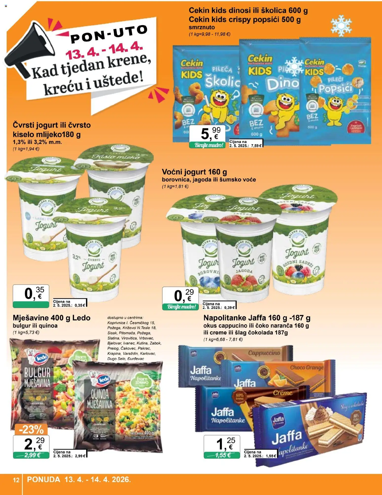 KTC katalog | vrijedi od 08.04.2026 | Stranica: 12 | Proizvodi: Jogurt, Ledo, Napolitanke, Bulgur