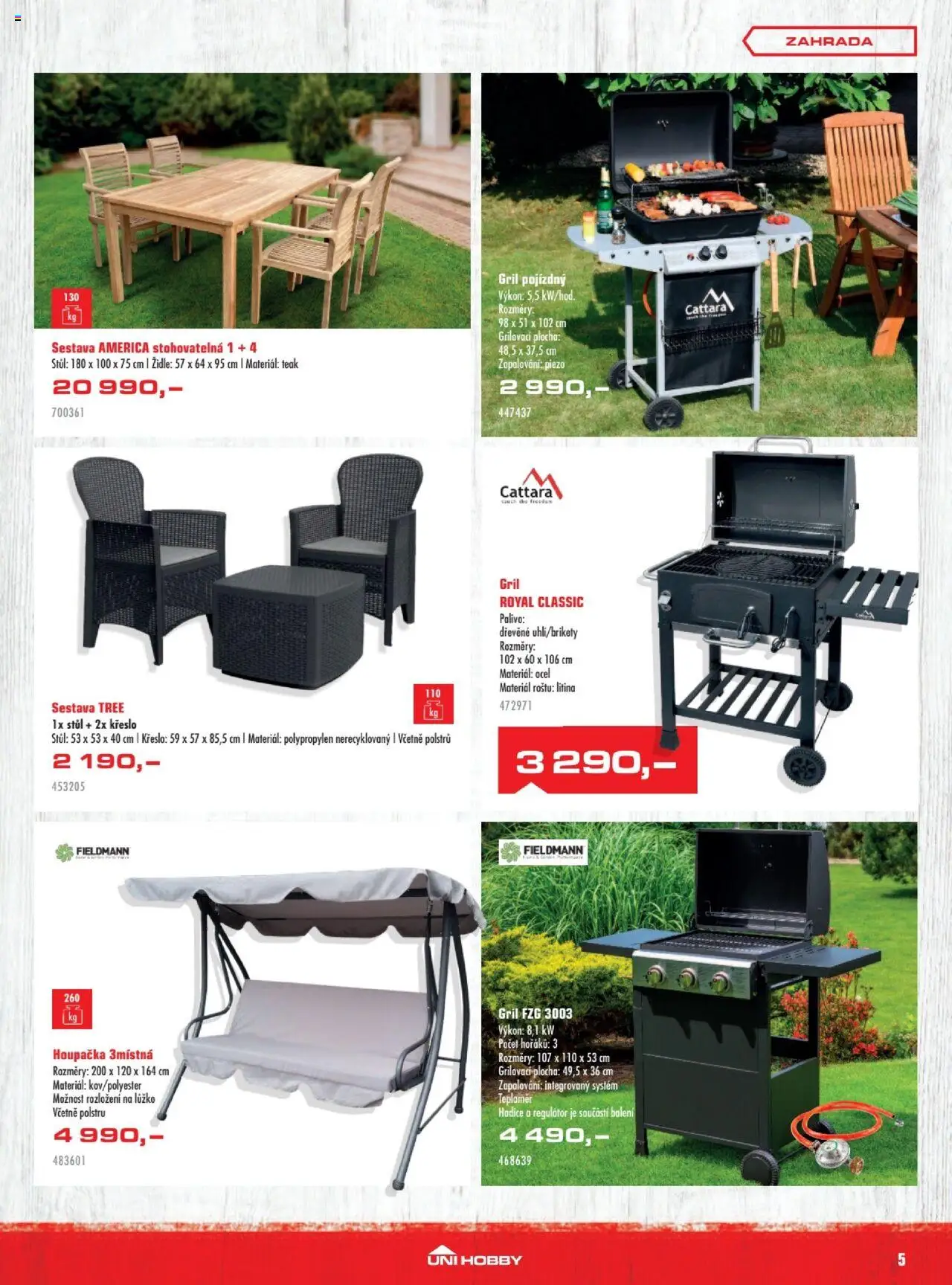 Uni Hobby leták od 28.05.2025 | Strana: 5 | Produkty: Gril, Křeslo, Stůl, Židle