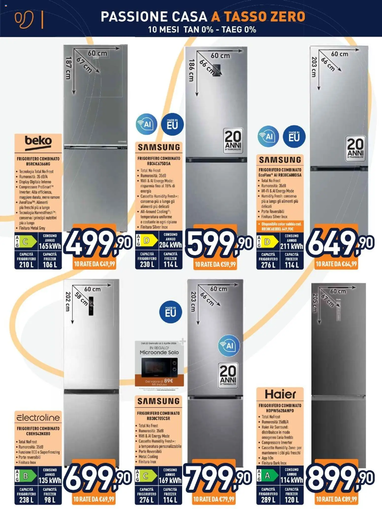 Volantino Unieuro del 27.02.2026 | Pagina: 8 | Prodotti: Compressore, Freezer, Frigorifero, Samsung