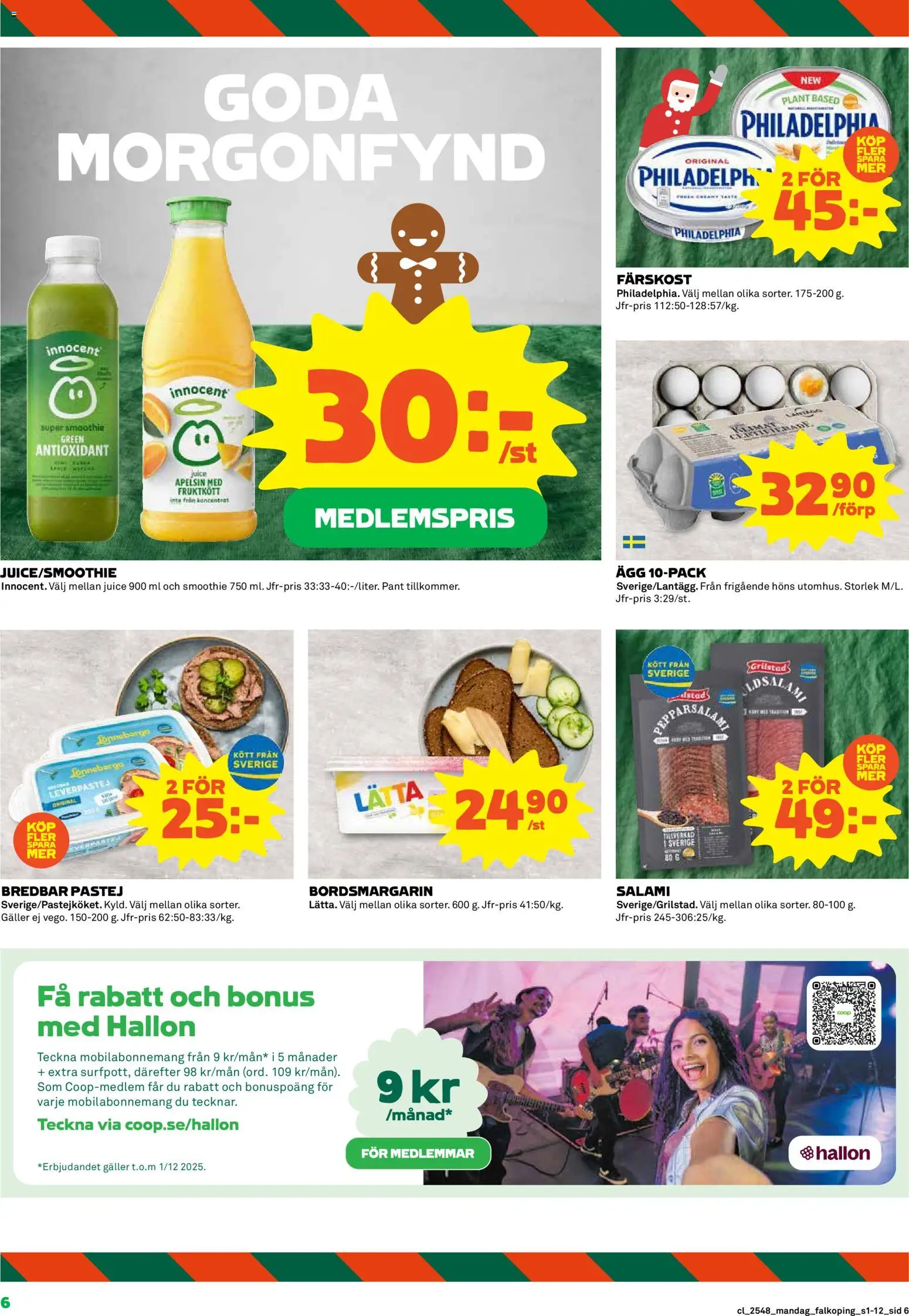 Coop reklamblad aktuell från 24.11.2025 | Sida: 6 | Produkter: Galler, Ägg, Juice, Hallon