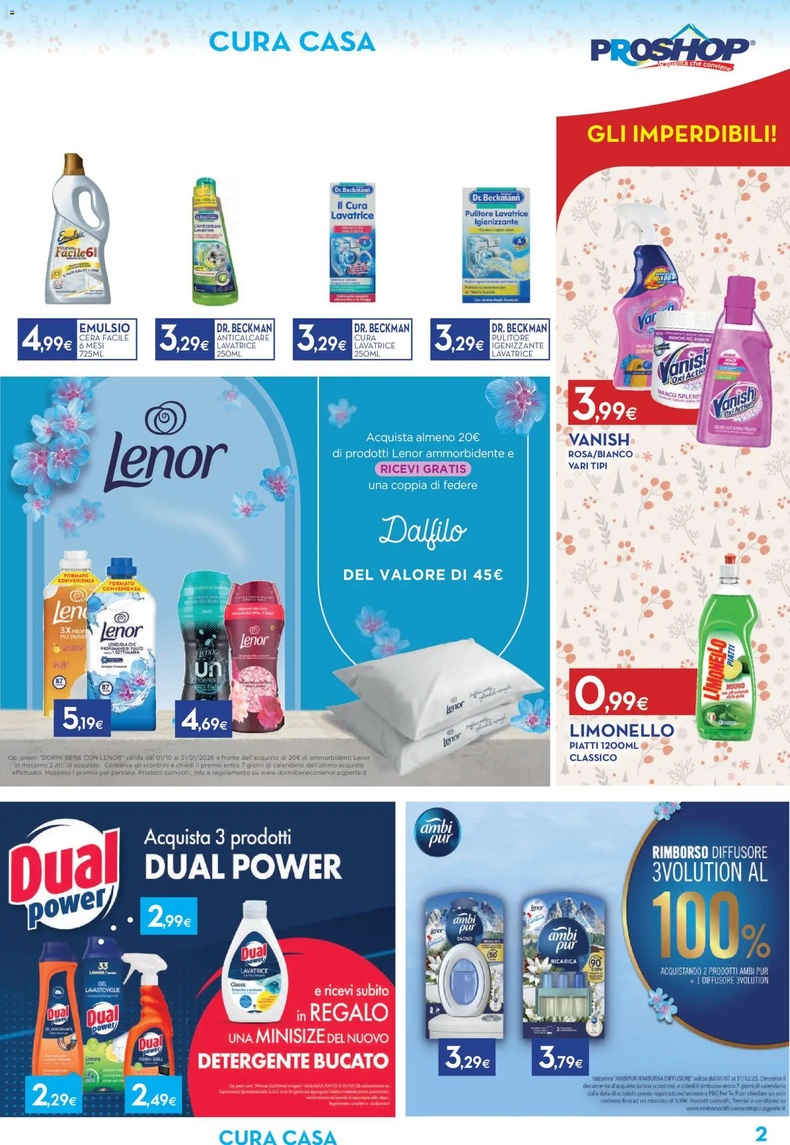 Volantino Proshop del 18.12.2025 | Pagina: 3 | Prodotti: Ammorbidente, Anticalcare, Lavatrice, Bagno