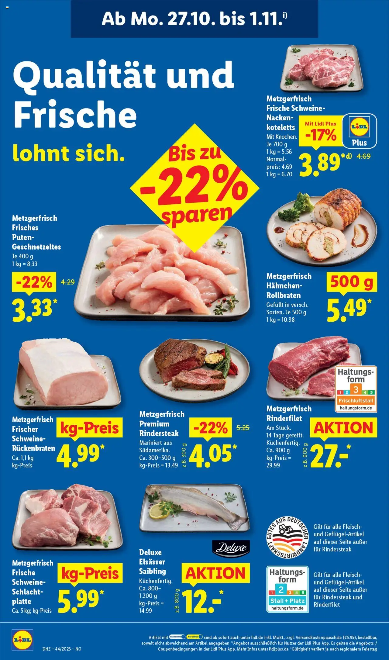 Lidl Prospekt Lüchow – gültig ab 27.10.2025 | Seite: 18 | Produkte: Hahnchen, Rinderfilet, Fleisch