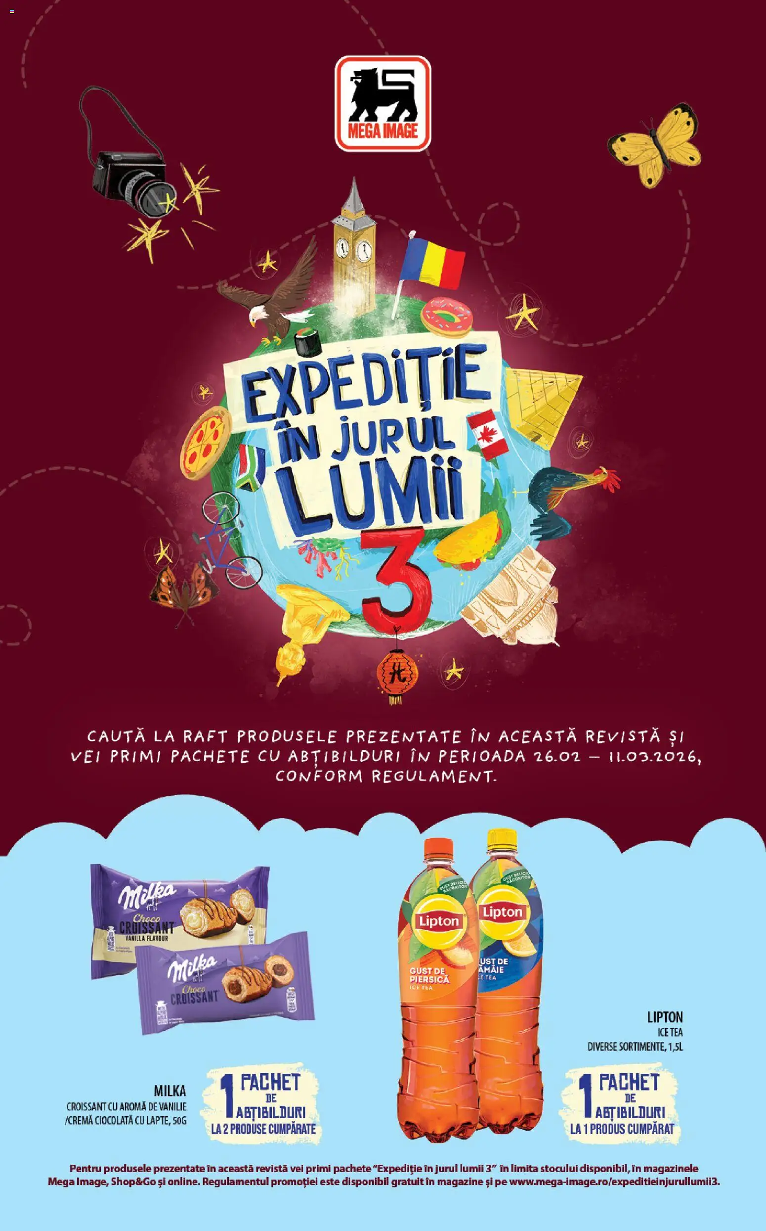 Noul catalog Mega Image – valabil de la 26.02.2026 | Pagină: 1 | Produse: Piersică, Raft, Ciocolată, Ice tea