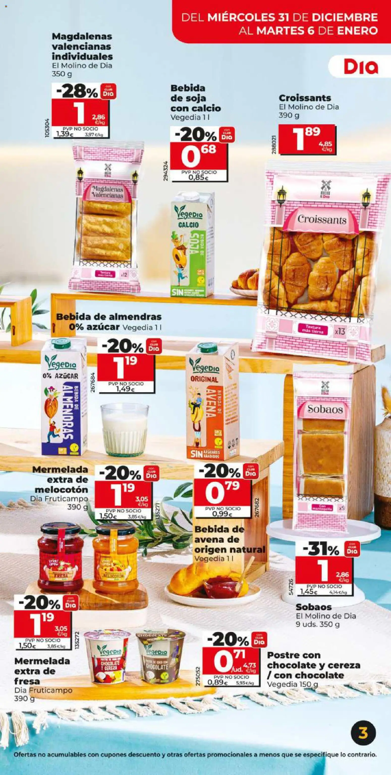 Dia - folleto Market │ válido desde el 31.12.2025 | Página: 3 | Productos: Chocolate, Magdalenas, Bebida de almendras, Bebida de soja