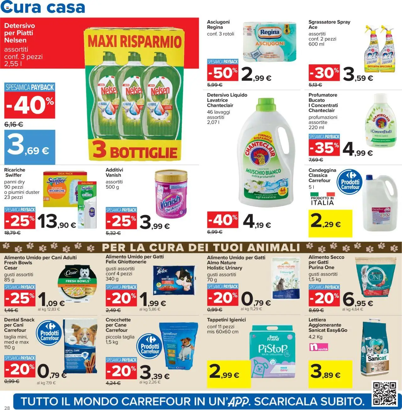 Volantino Carrefour del 05.09.2025 | Pagina: 28 | Prodotti: Candeggina, Sgrassatore, Crocchette, Lavatrice