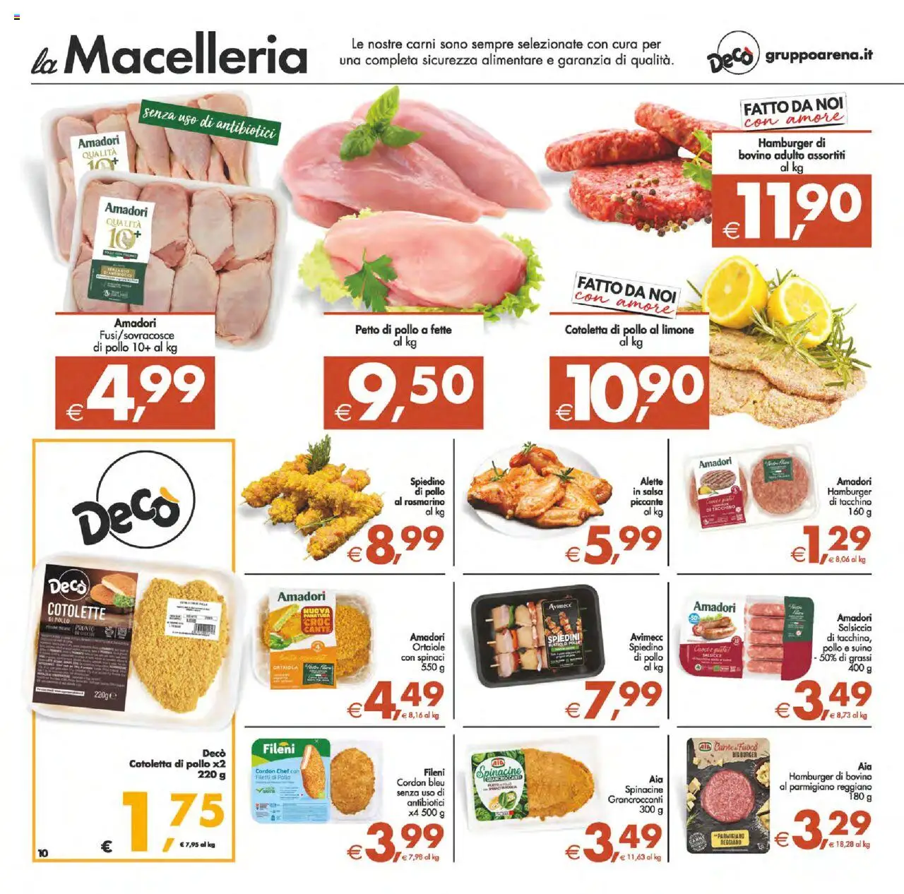 Volantino Decò del 22.08.2025 | Pagina: 10 | Prodotti: Tacchino, Salsiccia, Parmigiano reggiano, Hamburger