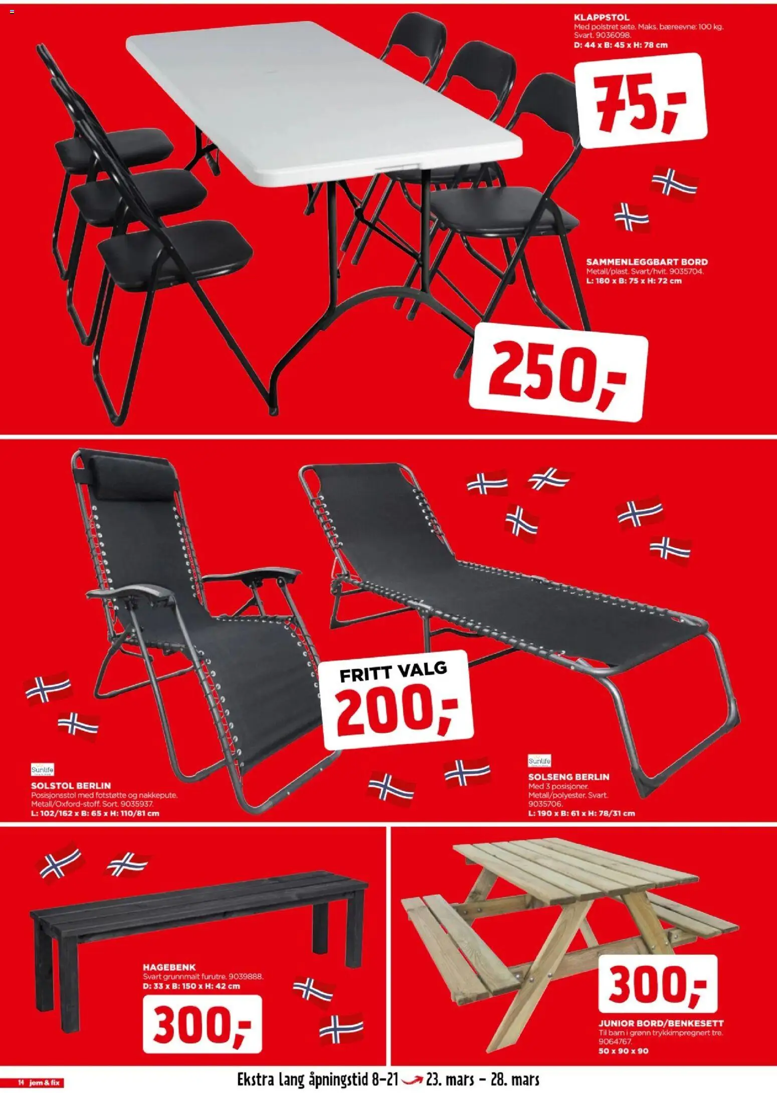 {H1} | Side: 14 | Produkter: Solseng, Bord, Klappstol