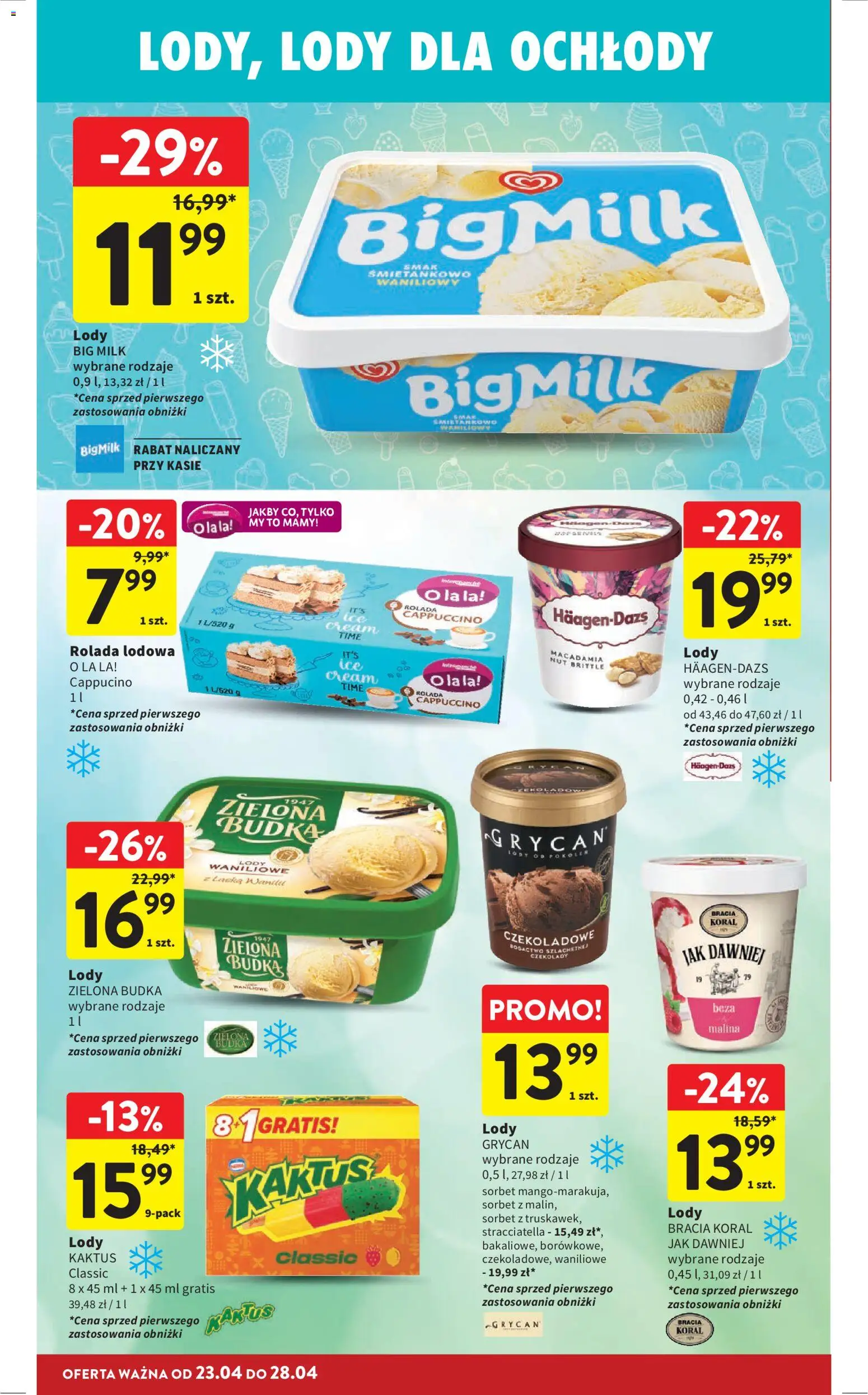 Intermarche gazetka od 23.04.2026 | Strona: 36 | Produkty: Malina, Rolada lodowa, Lody waniliowe, Lody