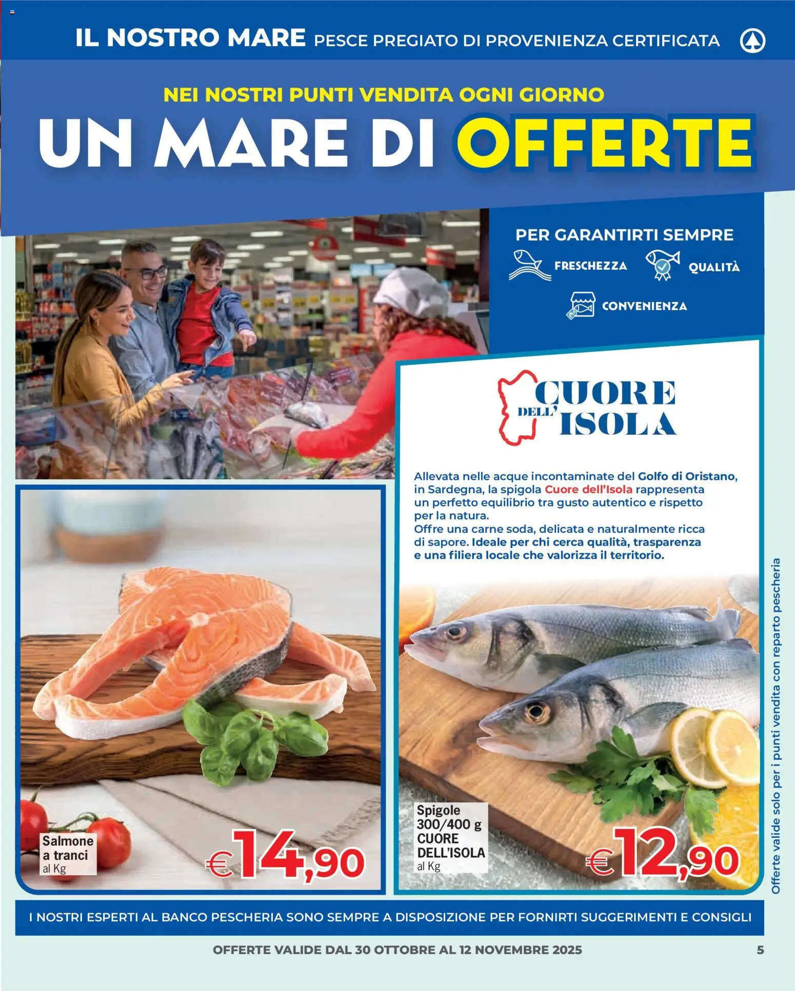 Volantino Eurospar del 30.10.2025 | Pagina: 5 | Prodotti: Salmone, Pesce, Spigola
