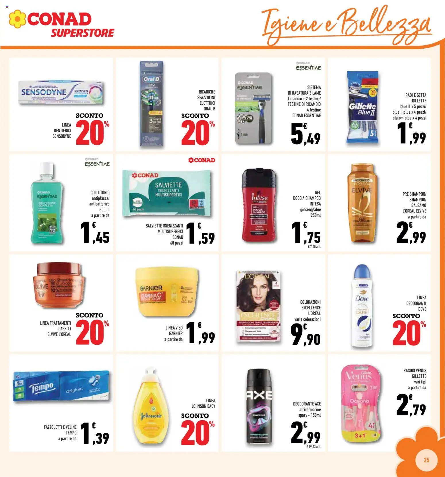 Volantino Conad del 08.04.2026 | Pagina: 25 | Prodotti: Deodorante, Collutorio, Fazzoletti, Doccia