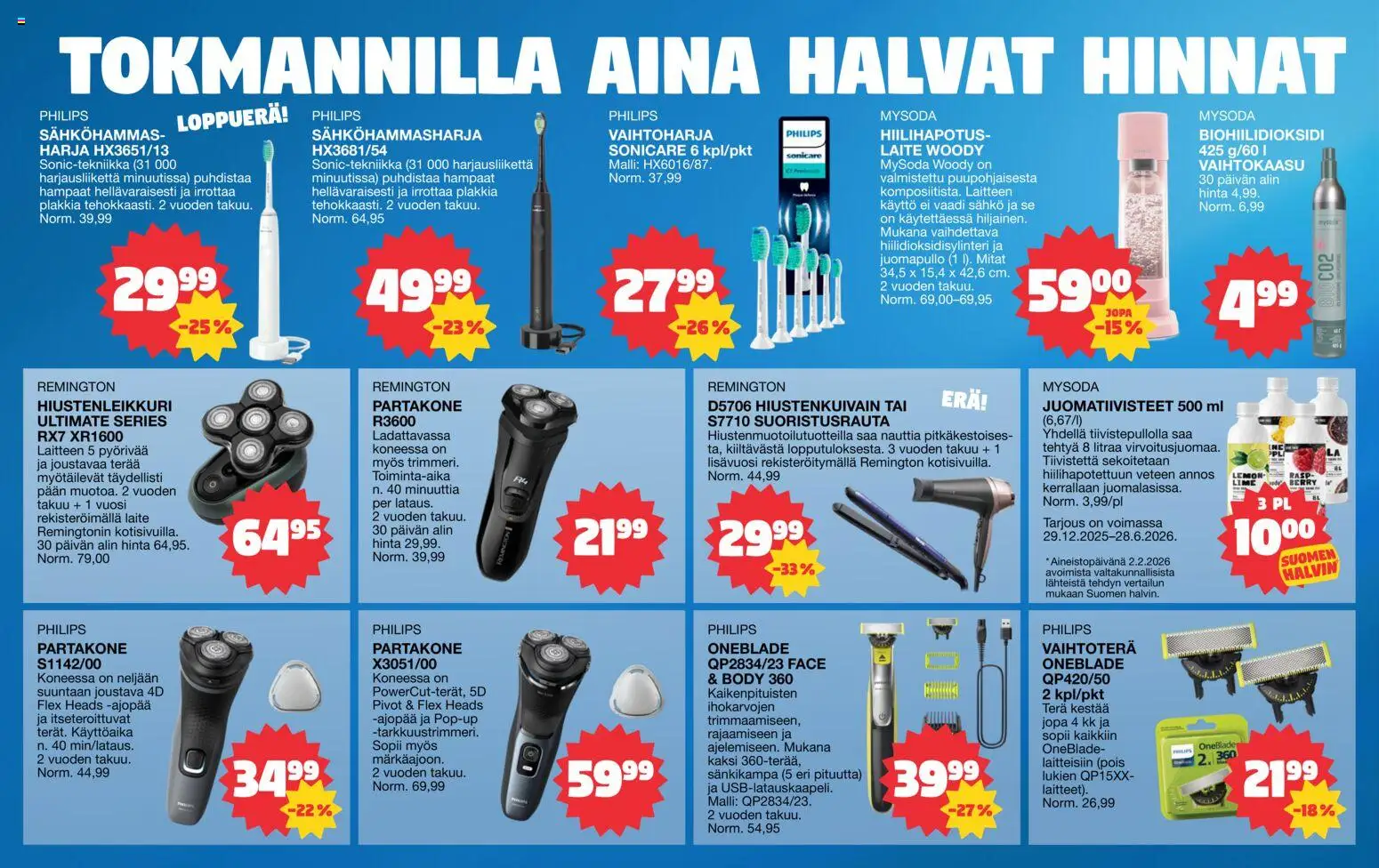 Tokmanni - Erikoisliite - Aina edulliset hinnat – voimassa 16.02.2026 alkaen | Sivu: 2 | Tuotteet: Sähköhammasharja, Harja, Partakone
