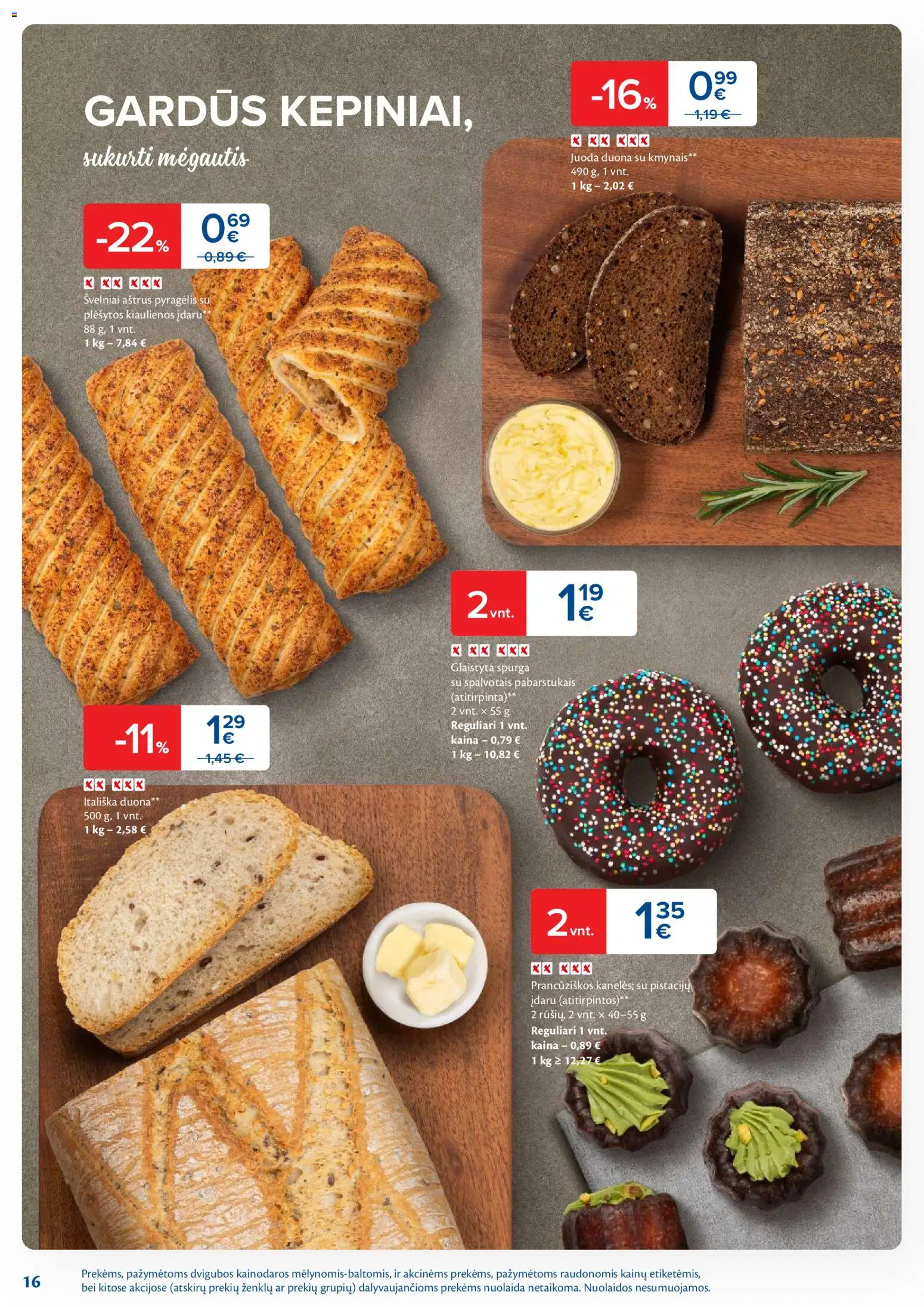 MAXIMA akcijos nuo 24.02.2026 | Puslapis: 16 | Prekių: Kiaulienos, Spurga, Duona