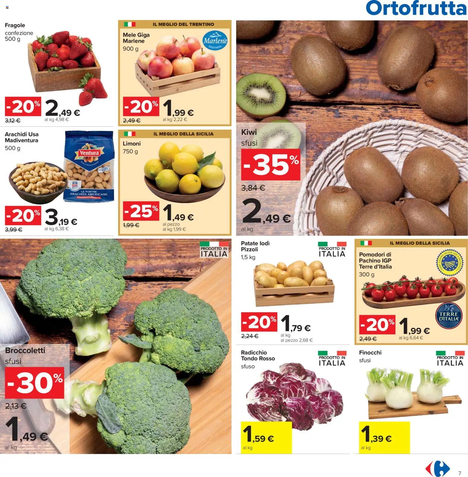 Volantino Carrefour del 13.03.2026 | Pagina: 7 | Prodotti: Mele, Fragole, Kiwi, Arachidi