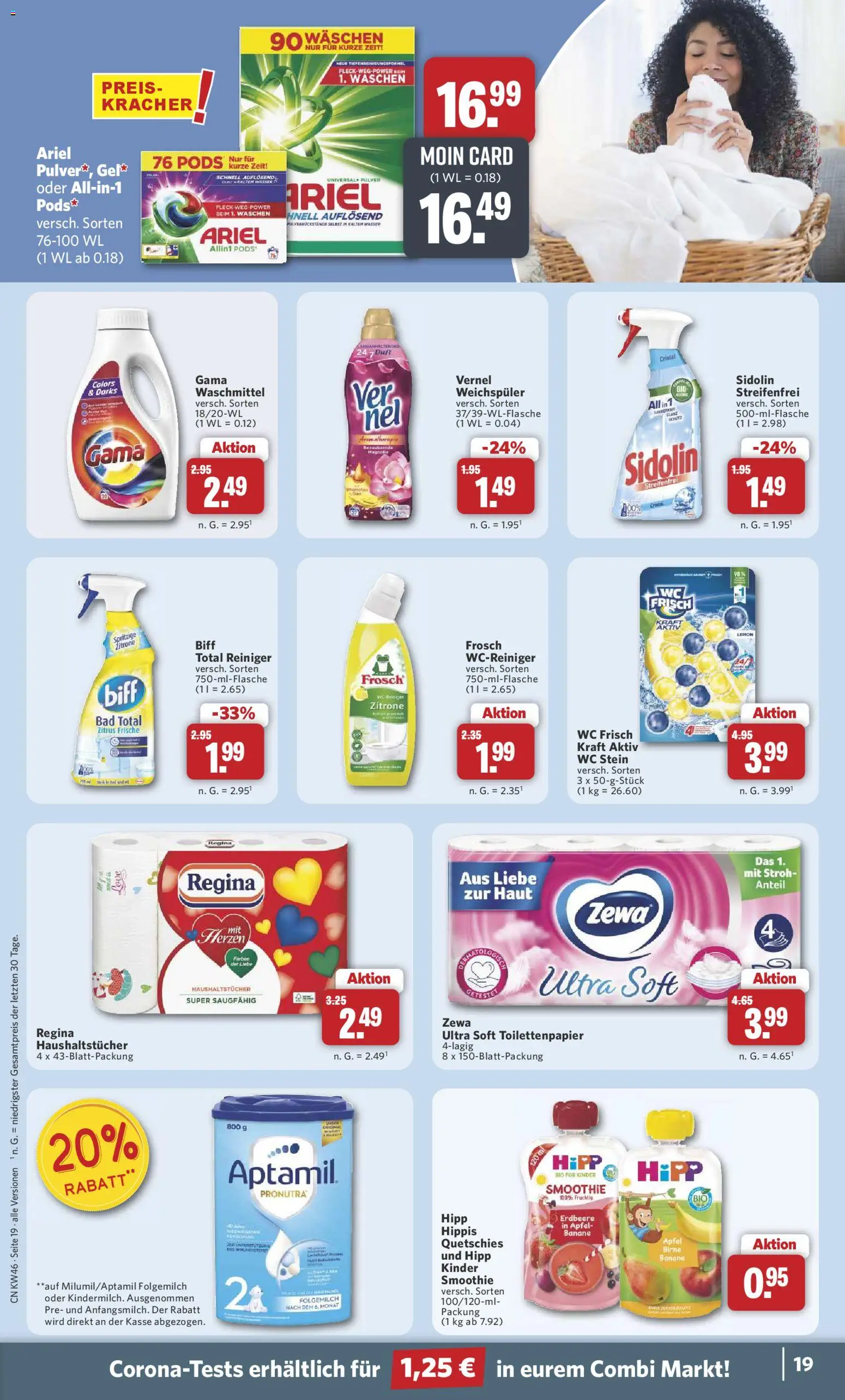 Combi Prospekt 	 – gültig ab 10.11.2025 | Seite: 22 | Produkte: Ariel, Bad, Äpfel, Waschmittel