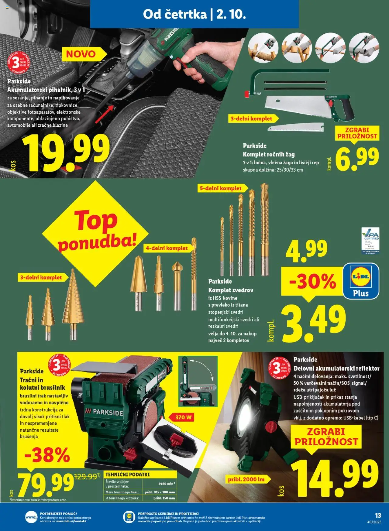 Novi Lidl katalog ponudbe – veljaven od 02.10.2025 | Stran: 25 | Izdelki: Svedri, Brusilnik