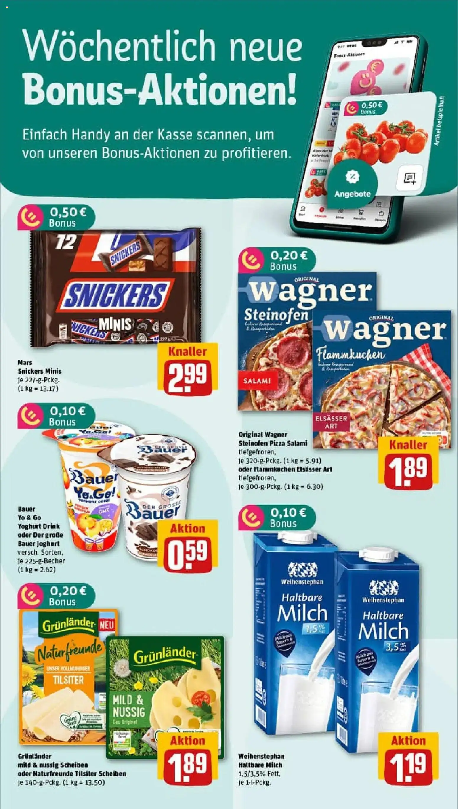 Rewe prospekt Ulm	 – gültig ab 26.01.2026 | Seite: 2 | Produkte: Snickers, Mars, Grunlander, Pizza