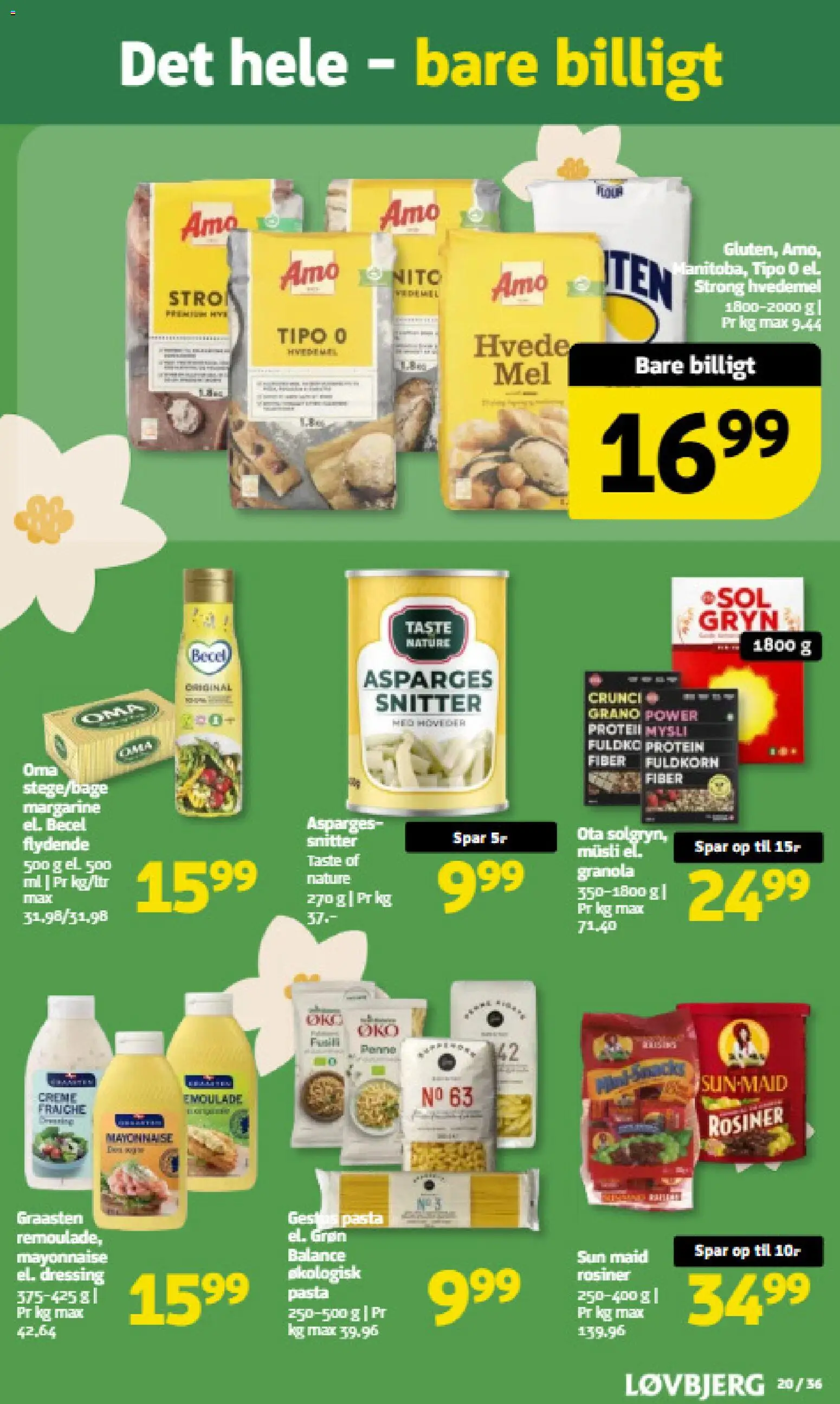 Løvbjerg tilbudsavis – gyldig fra 01.05.2026 | Side: 18 | Produkter: Pasta, Hvedemel, Dressing, Margarine