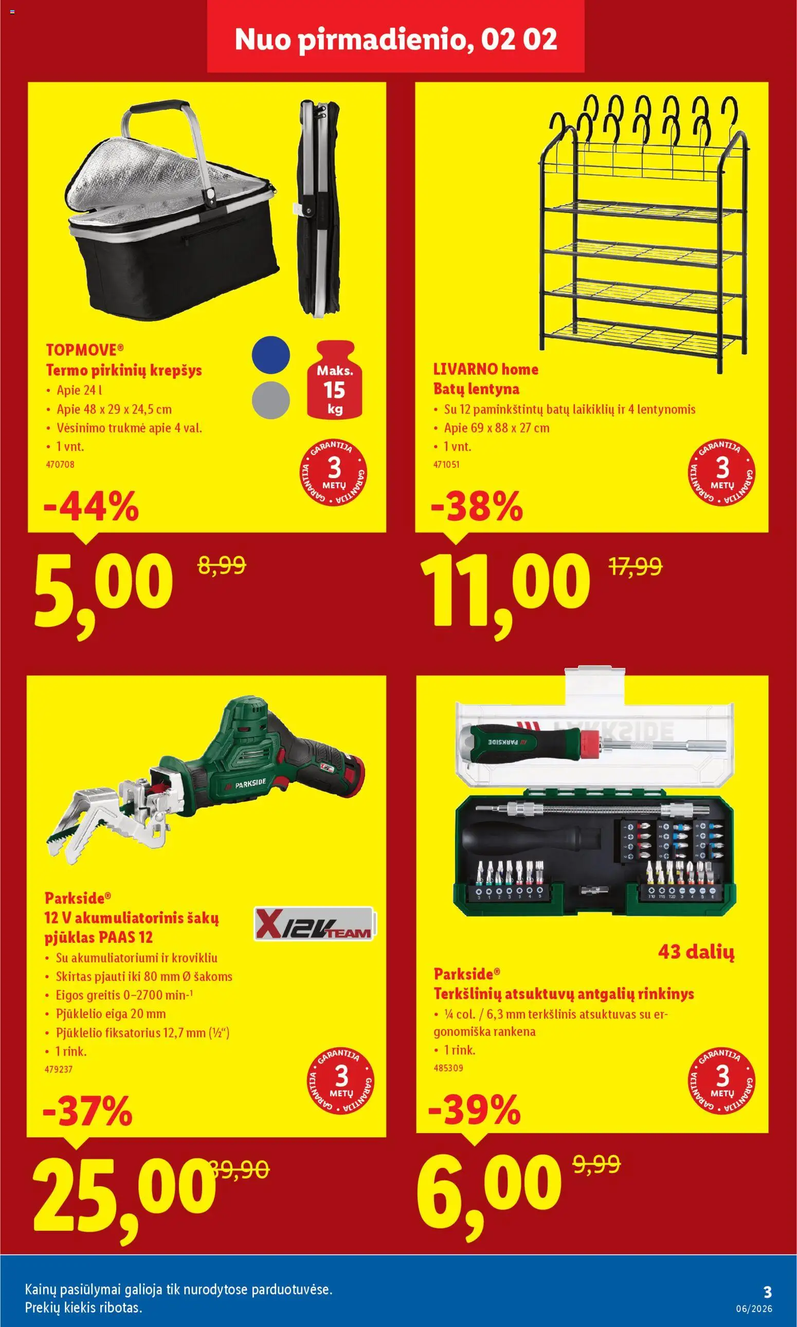 LIDL akcijos nuo 02.02.2026 | Puslapis: 3 | Prekių: Lentyna, Krepšys