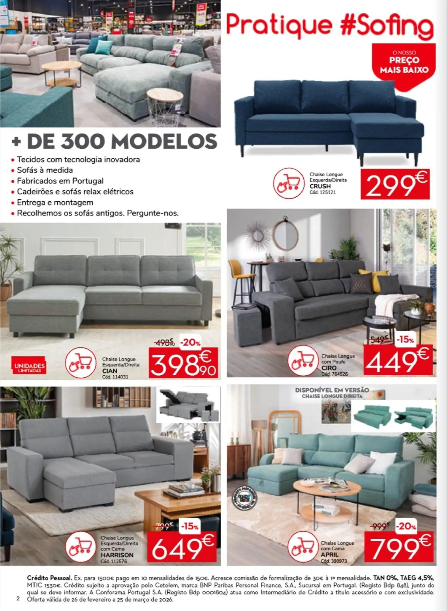 Conforama folheto │ válido de 26.02.2026 | Página: 2 | Produtos: Sofás, Cama