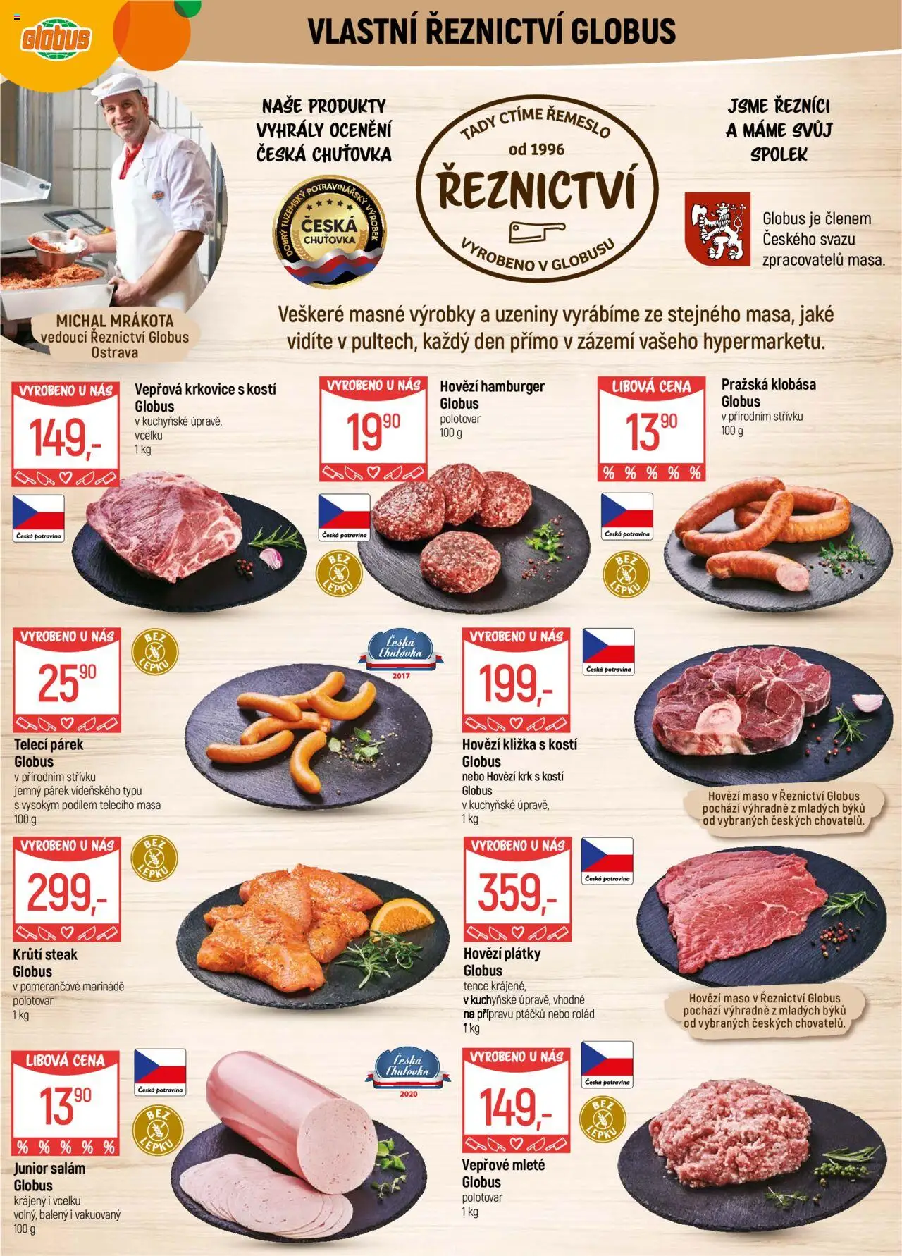 Globus leták - Ostrava od 17.09.2025 | Strana: 8 | Produkty: Hamburger, Hovězí, Hovězí kližka, Vepřová krkovice