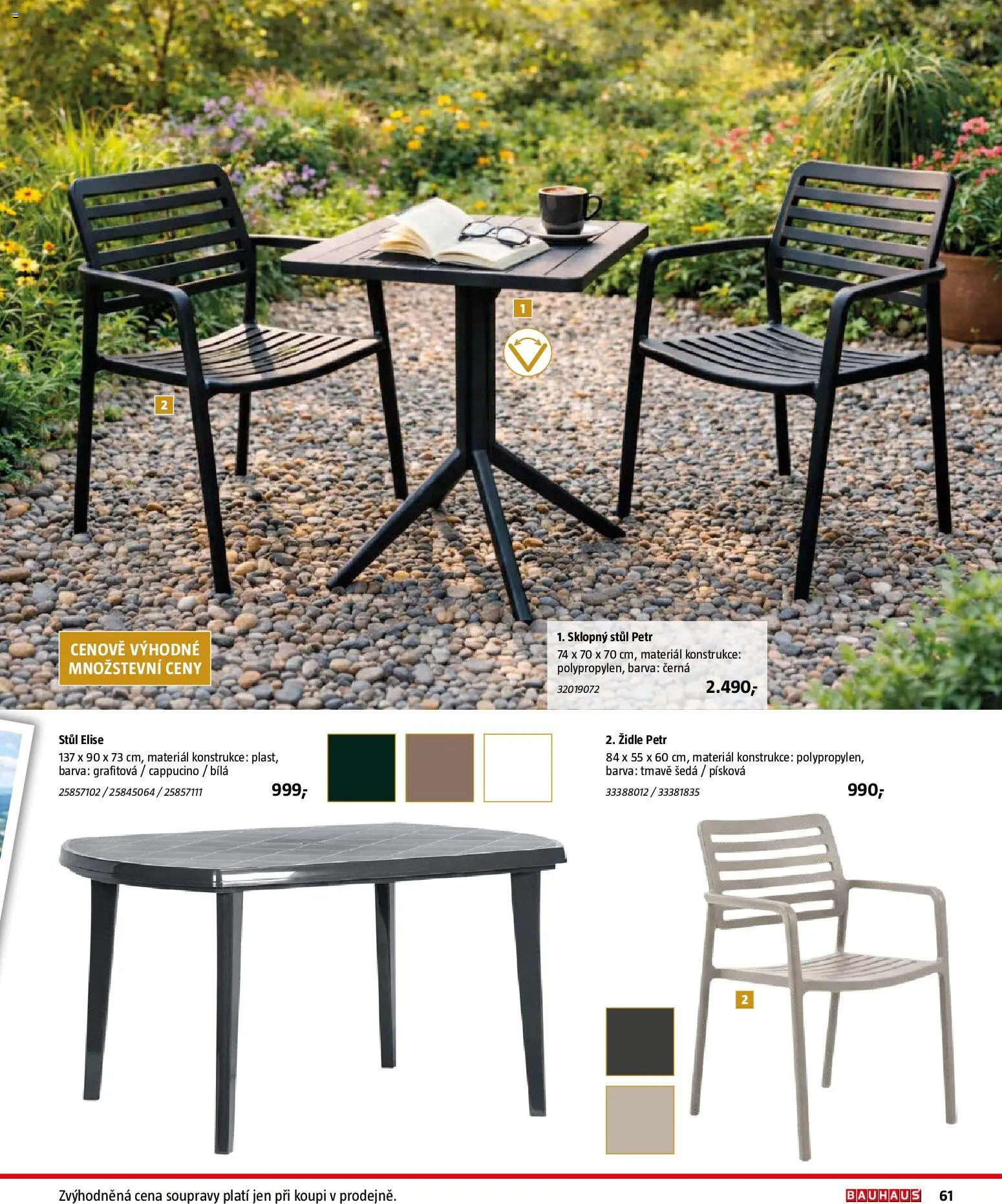 Bauhaus katalog Záhradní nábytek od 08.04.2026 | Strana: 61 | Produkty: Stůl, Židle