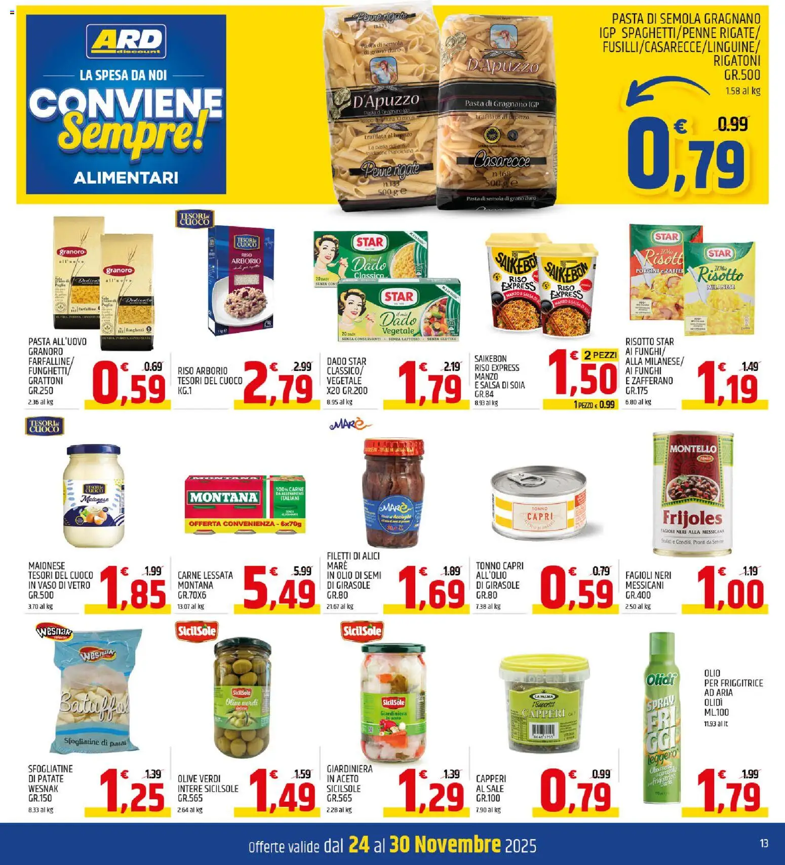 Volantino ARD Discount del 24.11.2025 | Pagina: 13 | Prodotti: Fagioli, Olio, Funghi, Aceto