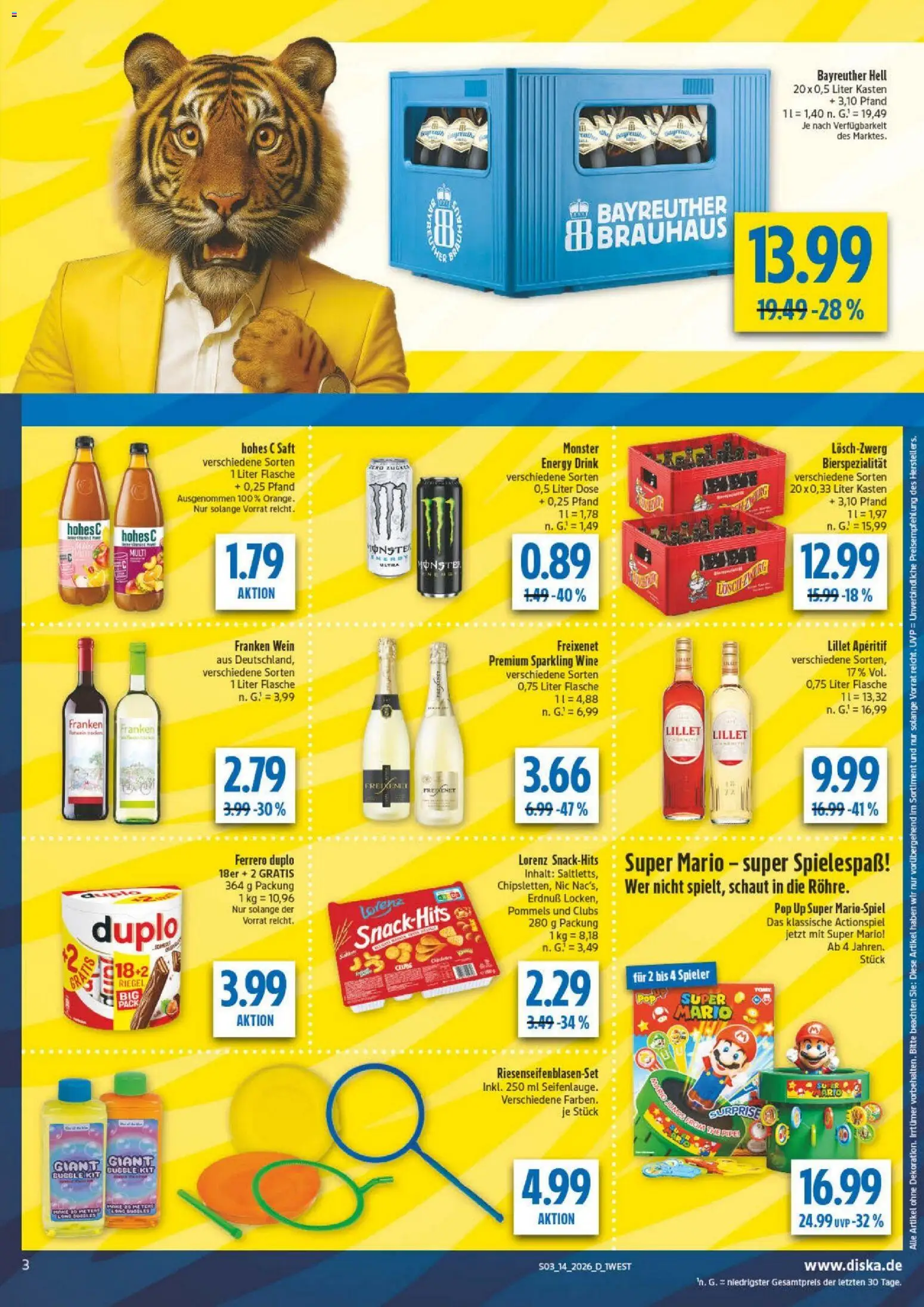 Diska - Diska Angebote Bayern KW14 – gültig ab 30.03.2026 | Seite: 3 | Produkte: Energy, Freixenet, Hohes c, Wein