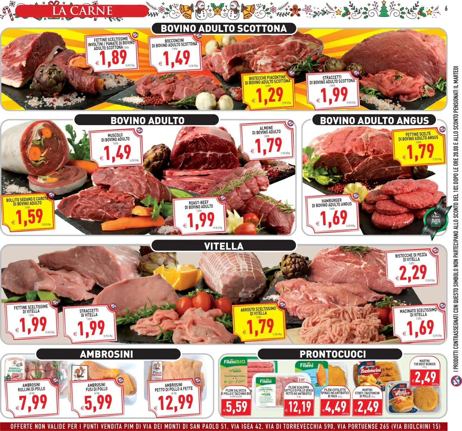 Volantino PIM Supermercati del 27.11.2025 | Pagina: 6 | Prodotti: Arrosto, Spinaci, Hamburger, Macinato